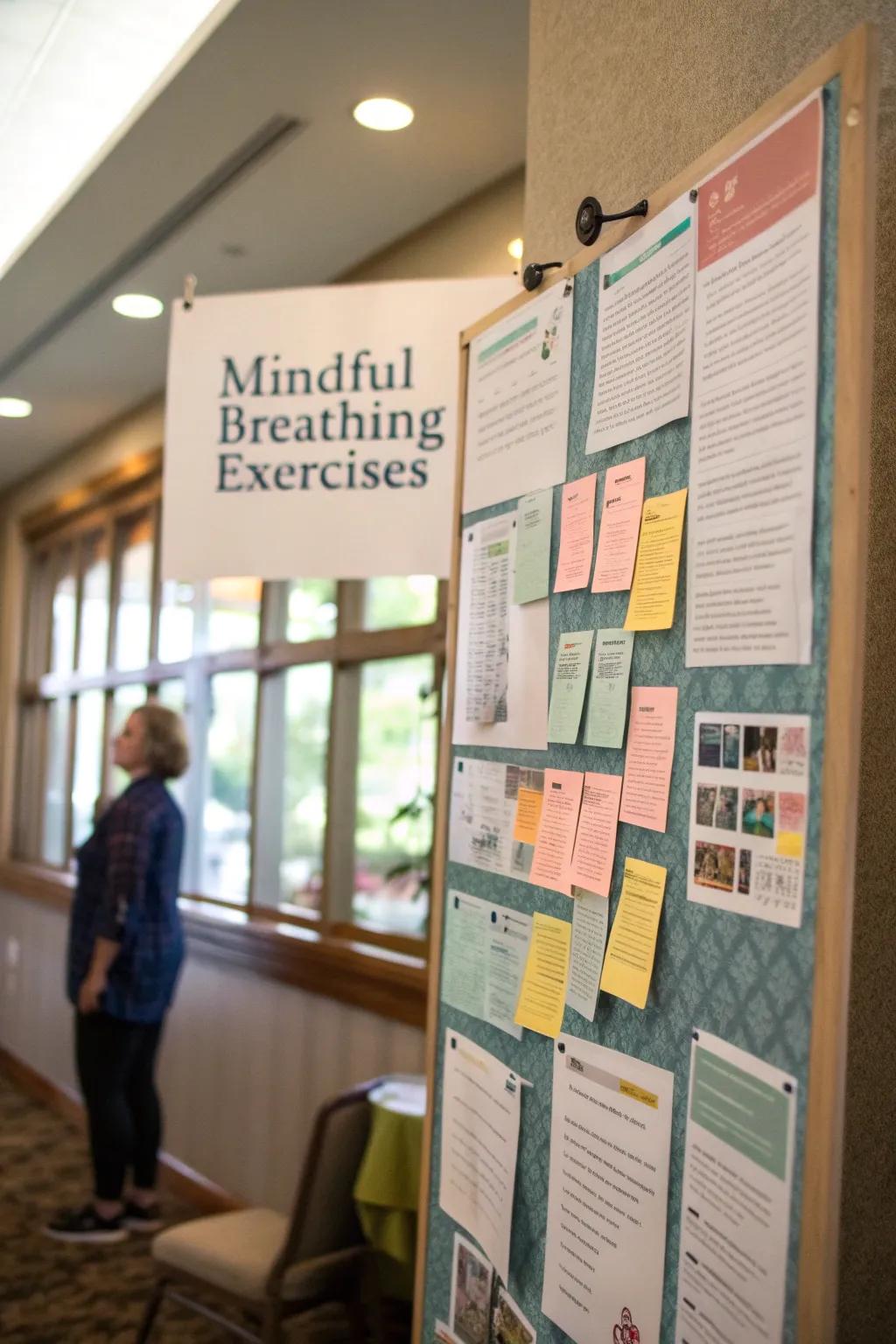 A wellness mood board focused on mindful breathing exercises.