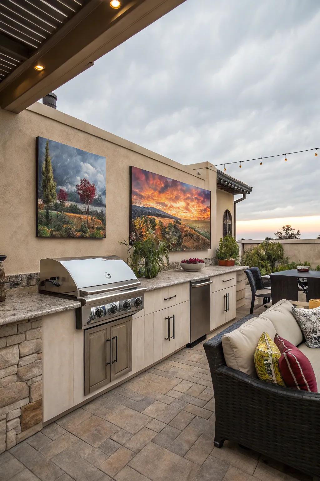 Artistry introduces a personal and artistic nuance to the outside kitchen.