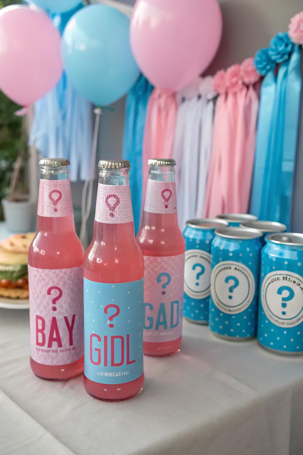 Themed beverage labels add a playful and consistent touch to your drink selection.