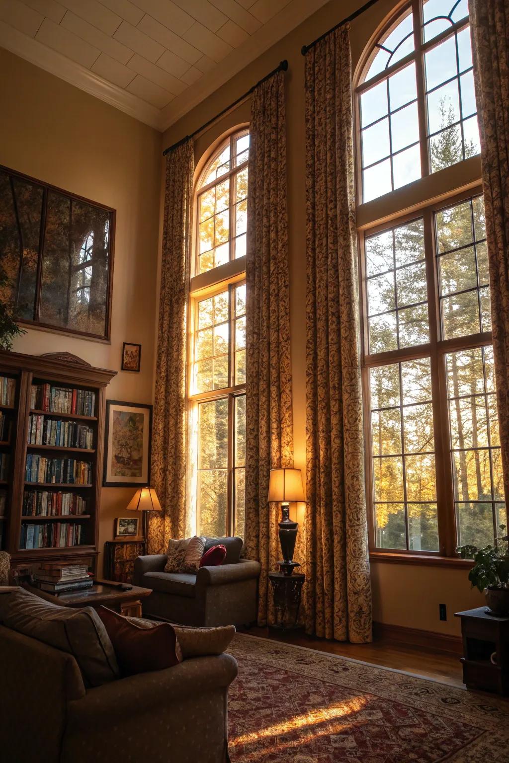 Textured window coverings that enhance dwelling ambiance.