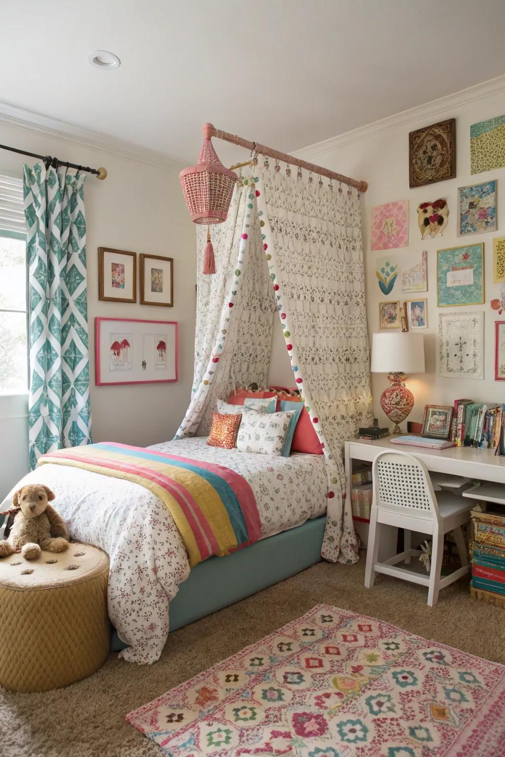 A mix of patterns and textures adds interest and dimension to a room, creating a visually engaging environment.