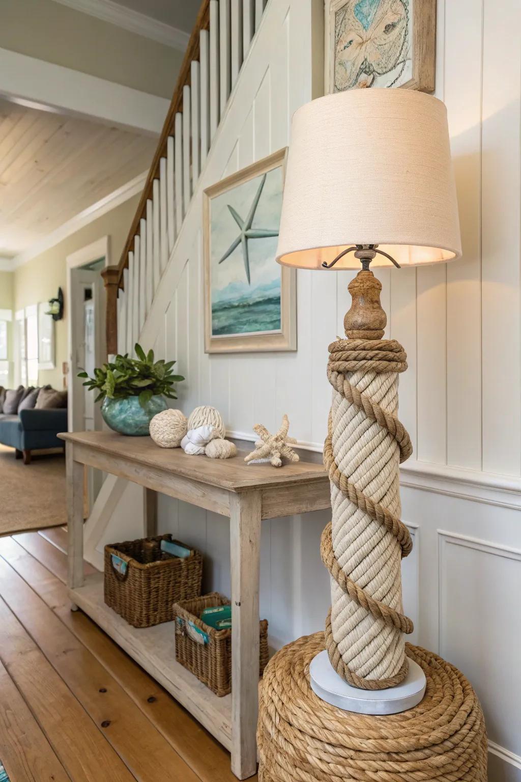 Feel the warmth with a cord-wrapped lamp.