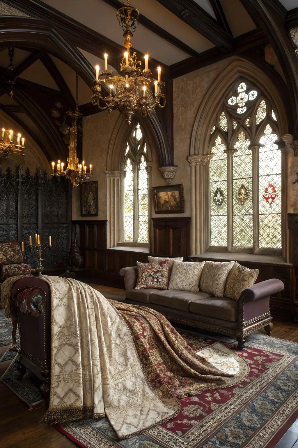 Layered textile fabrics add texture and richness.