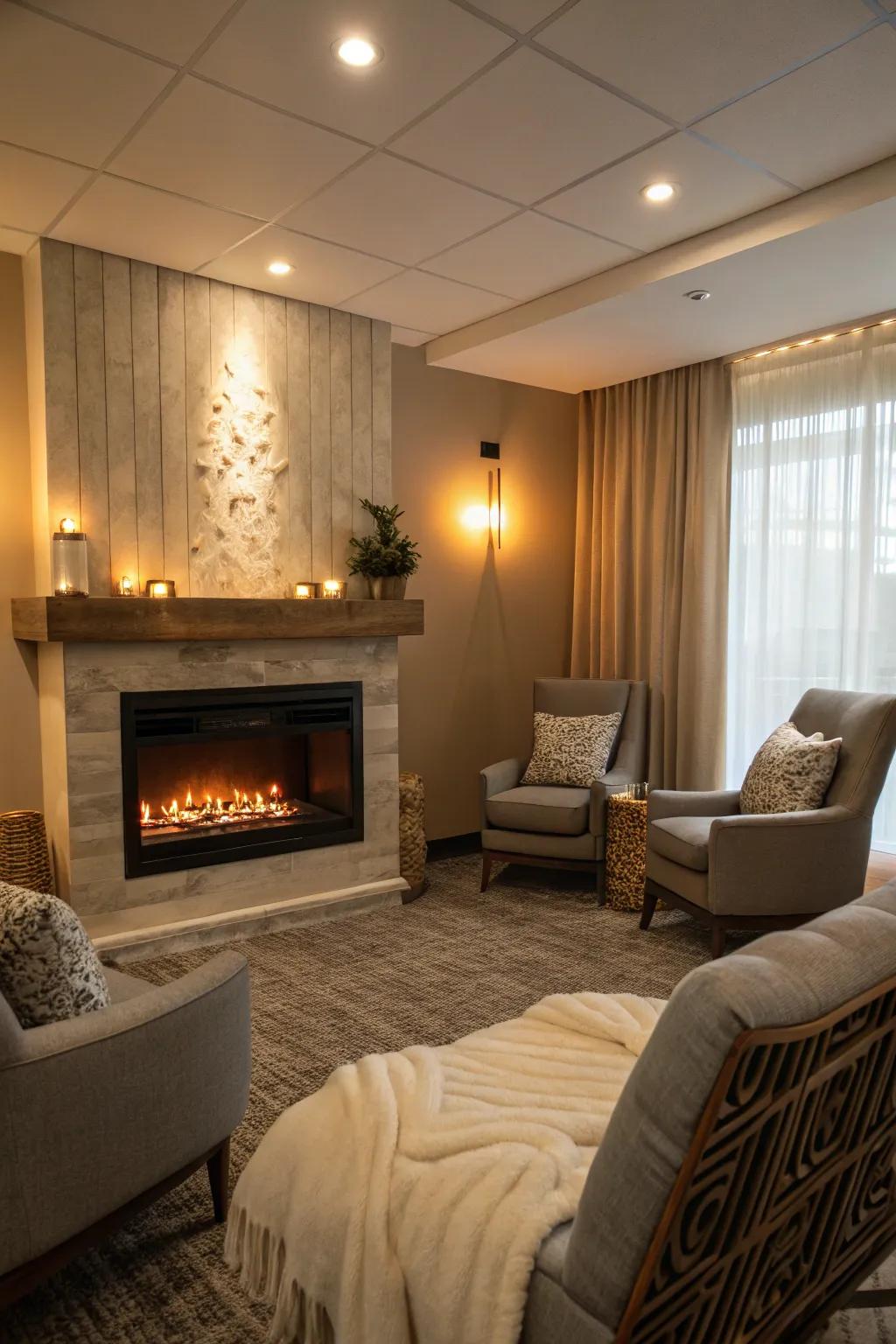 Warm embrace: A fireplace to gather warmth and comfort.