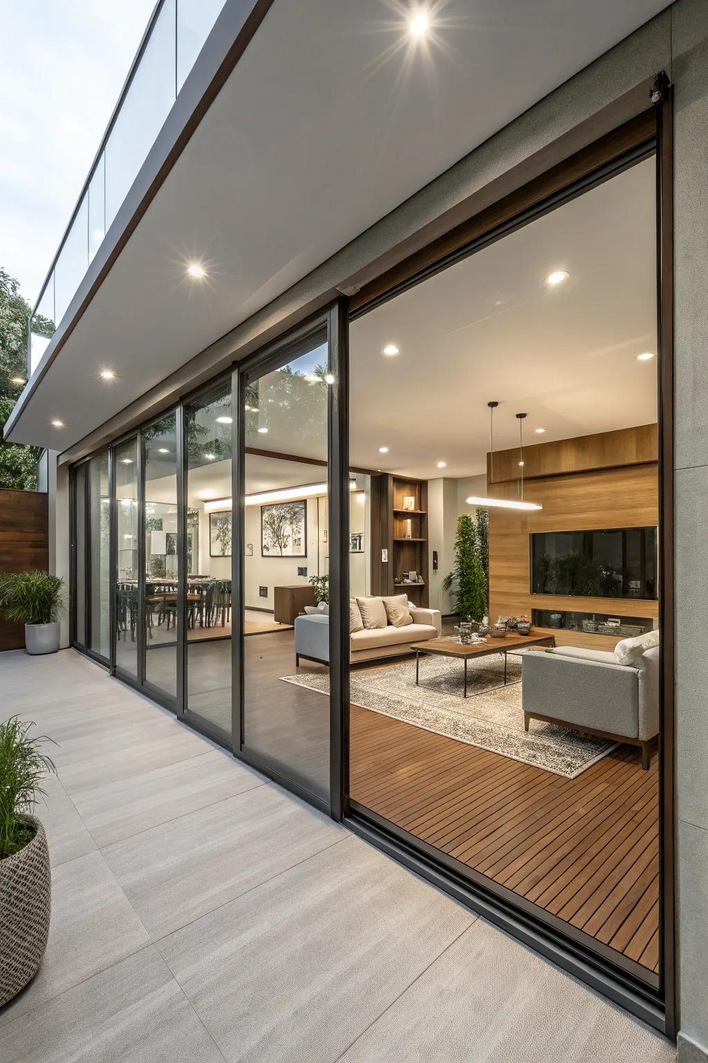 Adjustable sliding panels provide flexibility.