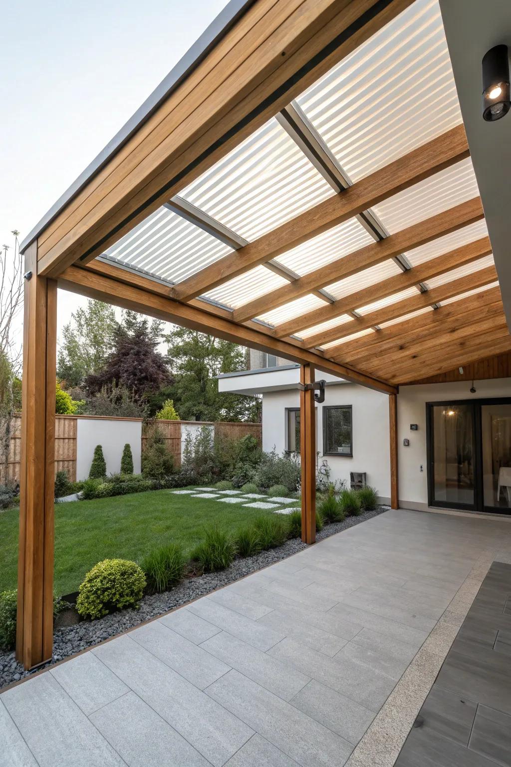 A modern retractable roof offering flexible shade.