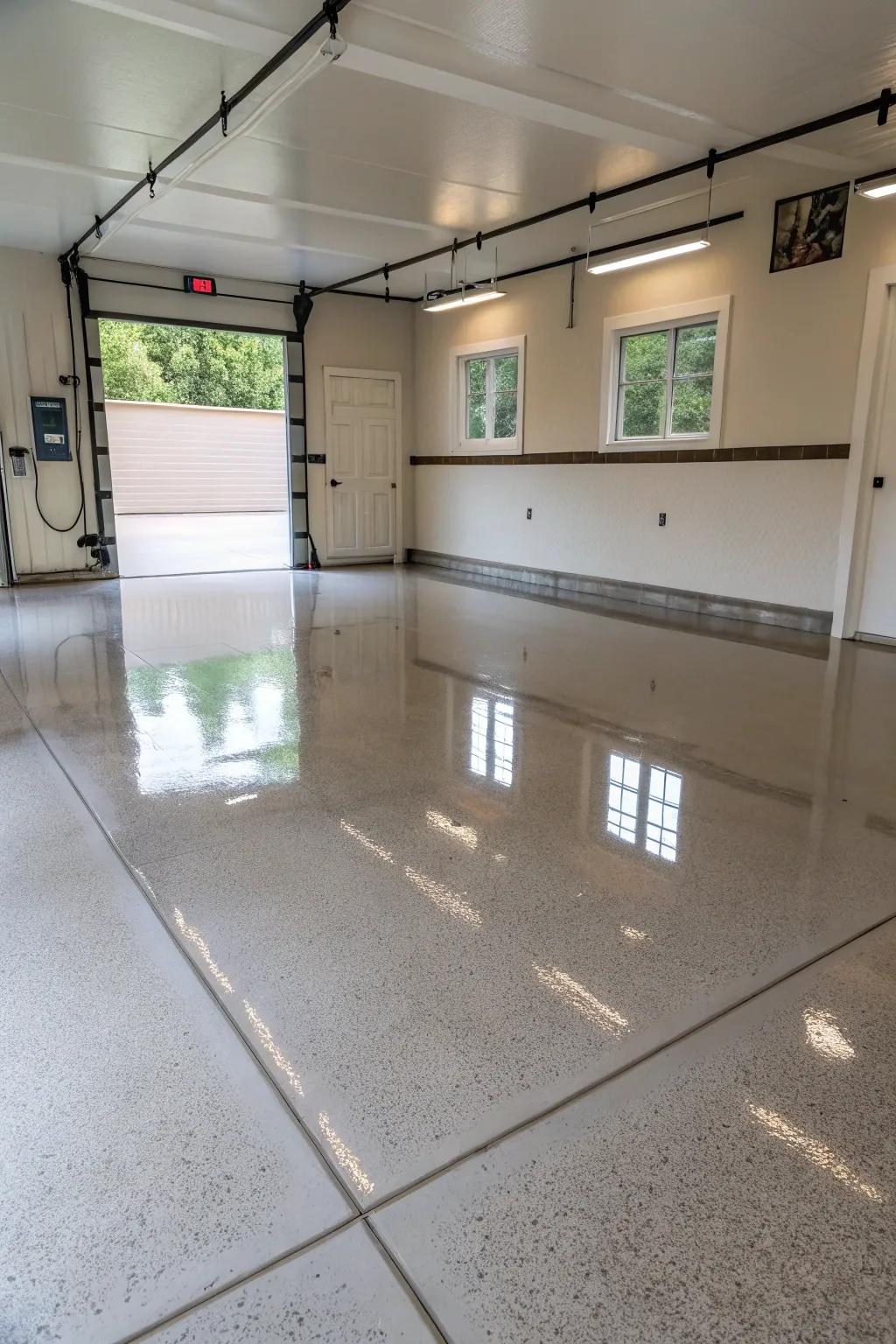 Hard wearing floor finish adds a touch of class and durability to your garage.