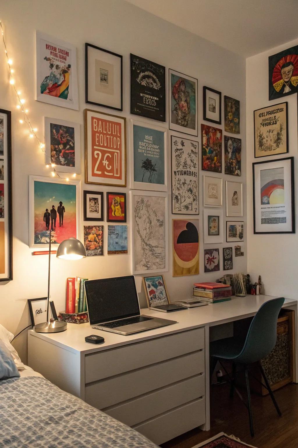 Artwork enlivens the room with character and individuality