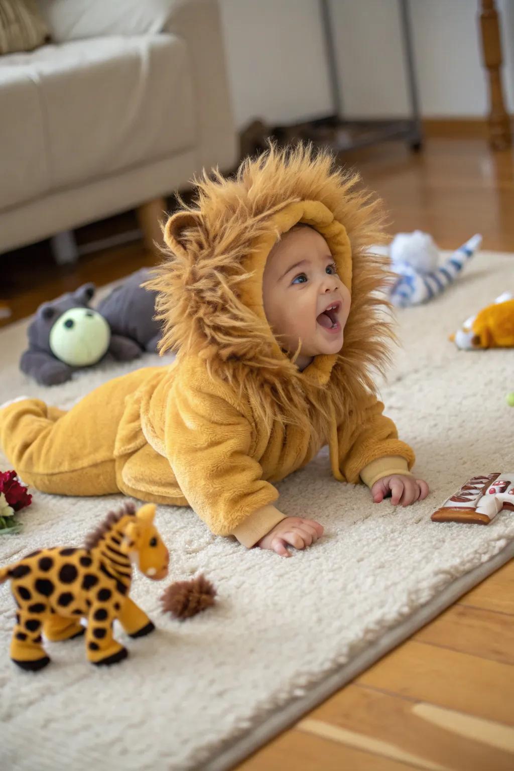 Roar into Halloween with this lion costume, a symbol of courage and warmth.