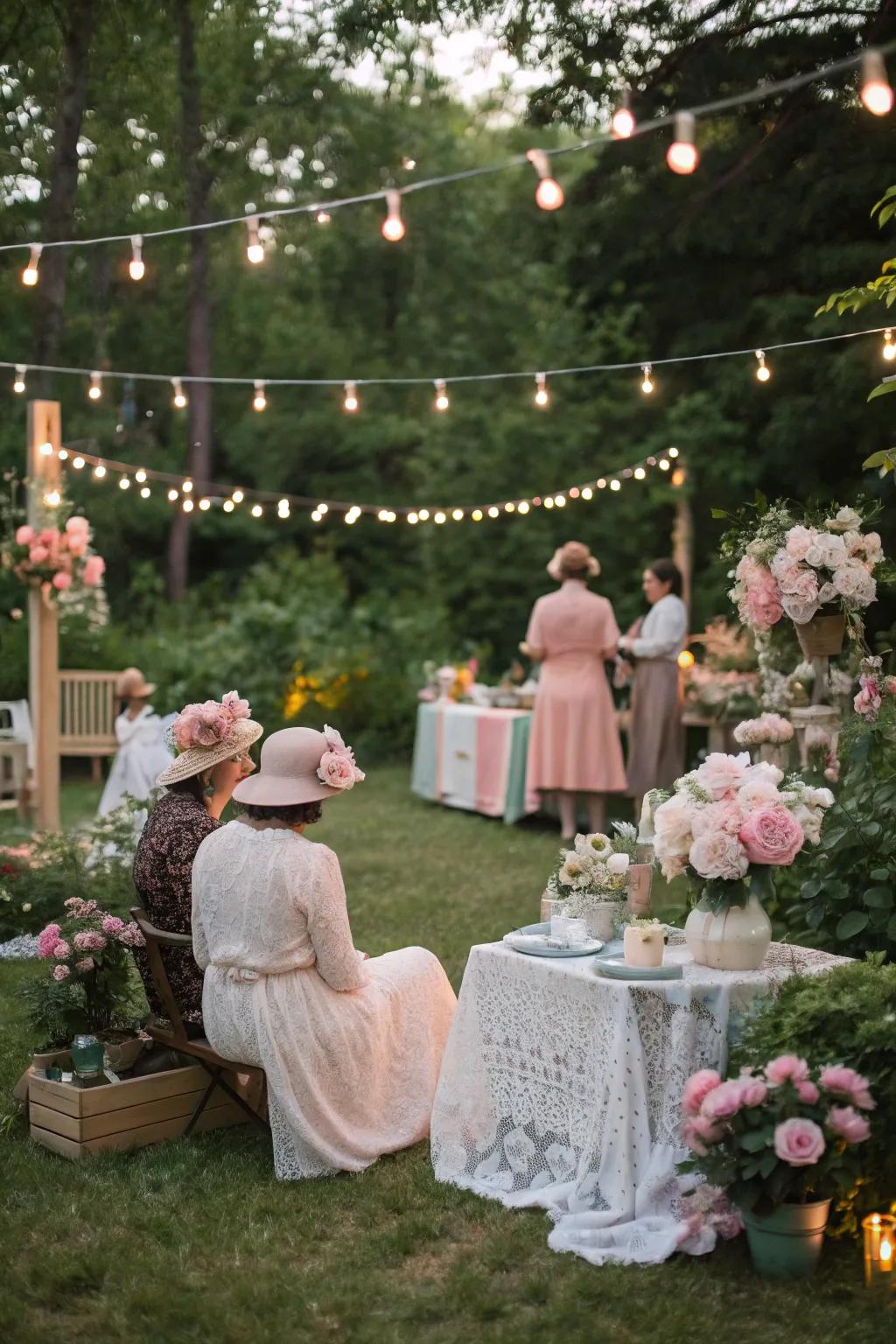 A vintage garden gathering full of whimsy and appeal.