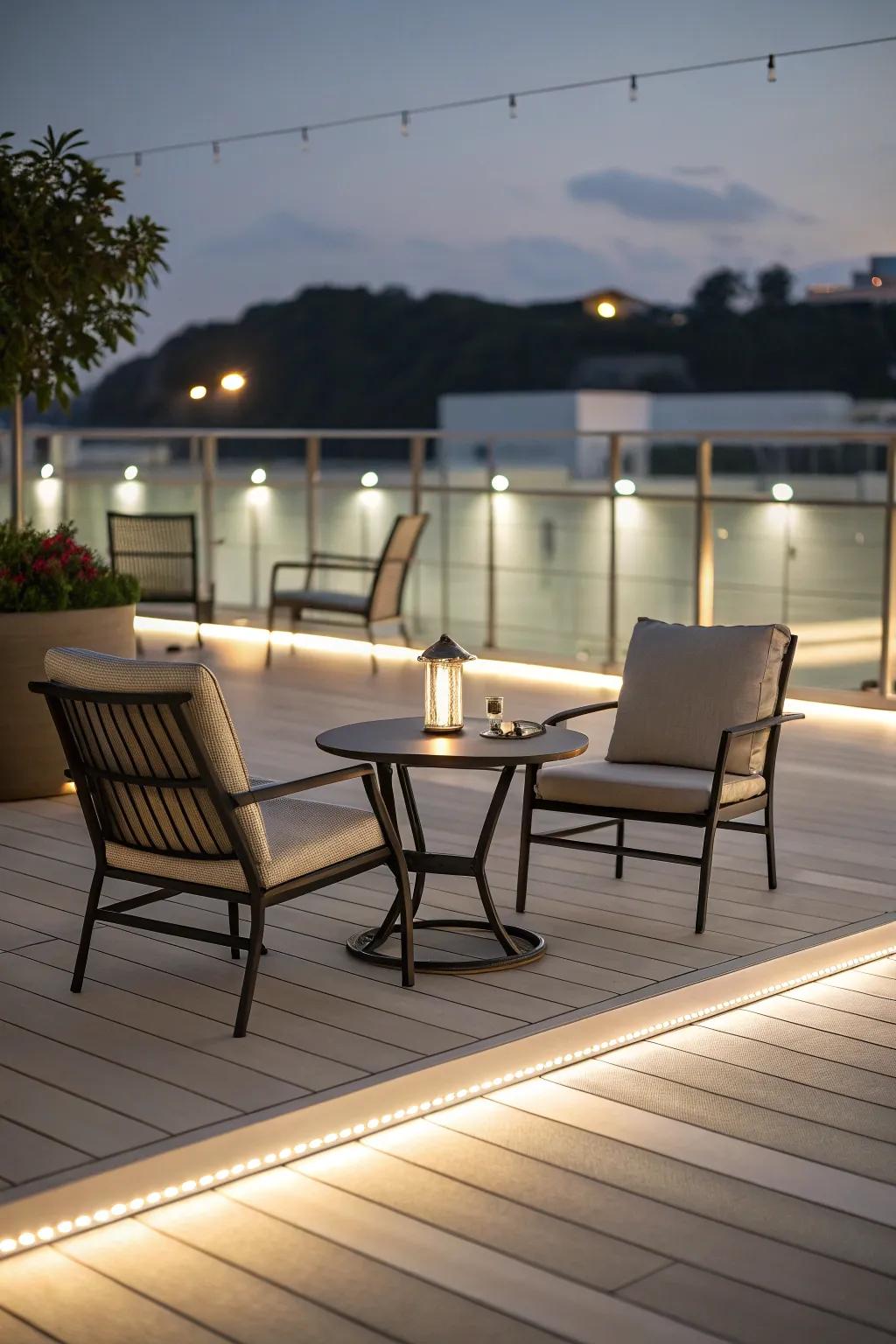 A sleek, minimalist deck ideal for modern residences.