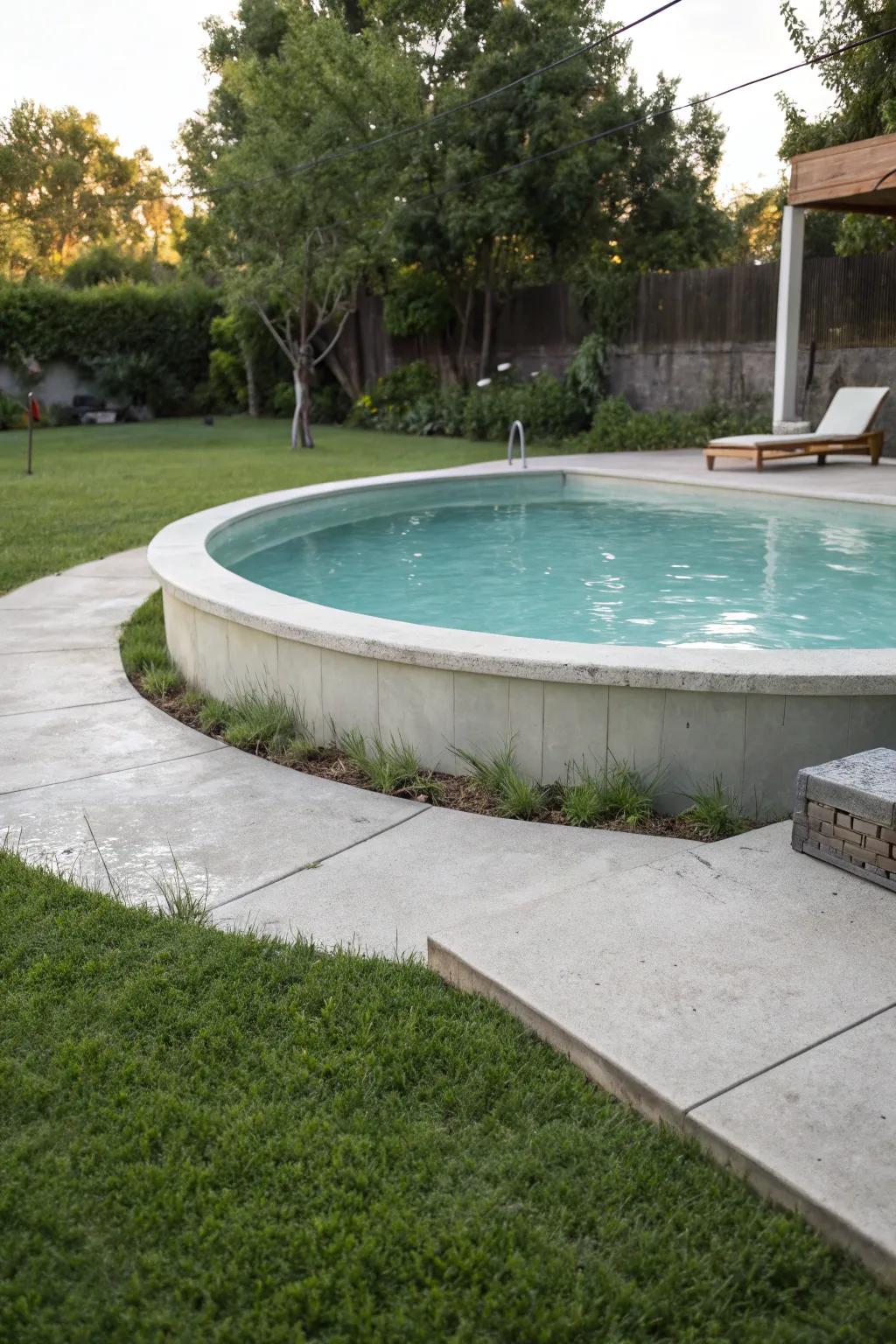 Concrete platforms offer a sturdy groundwork for your pool.