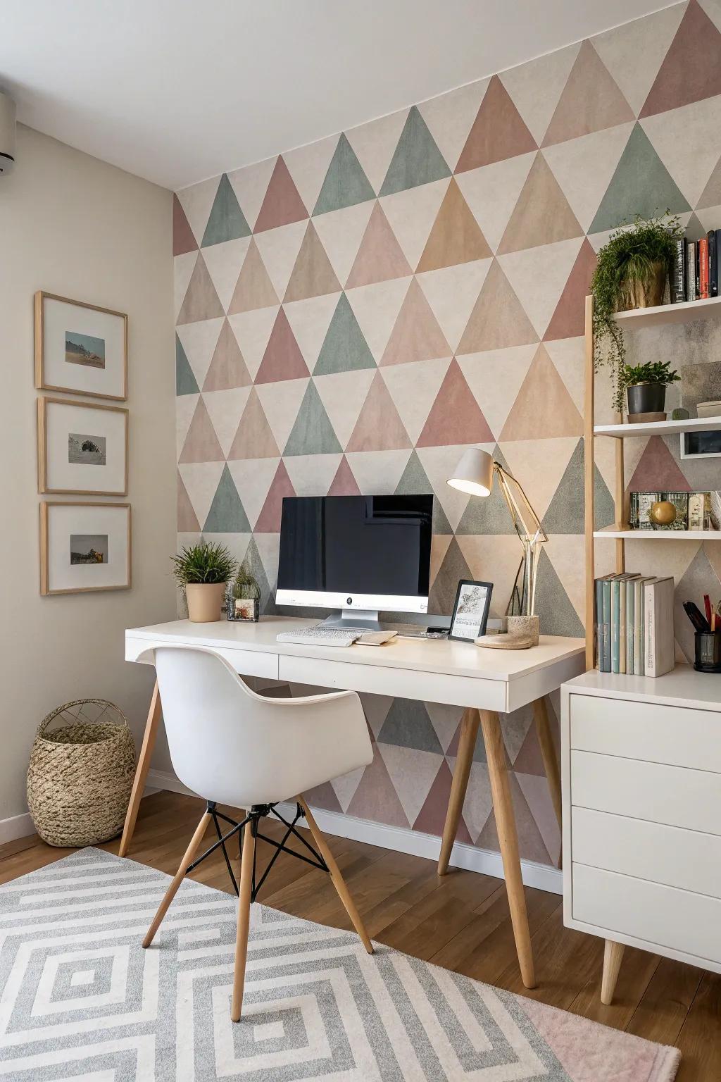 Symmetrical designs give a contemporary panache to the home workspace.