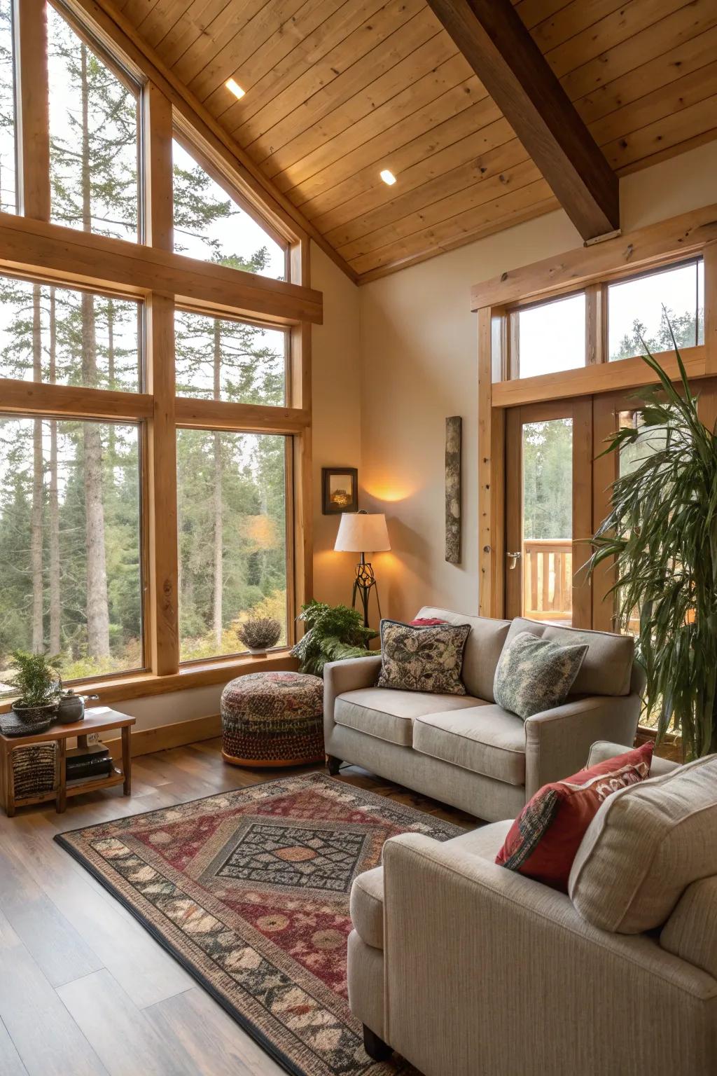 Generous windows bring in sunlight, upgrading the warmth and openness of the area.