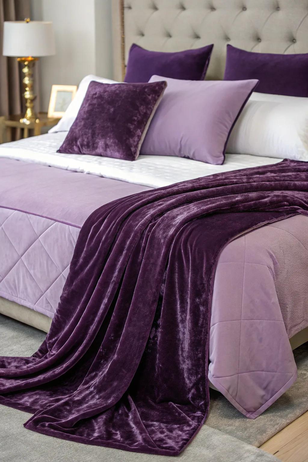 Indulge in the richness of purple bedding.