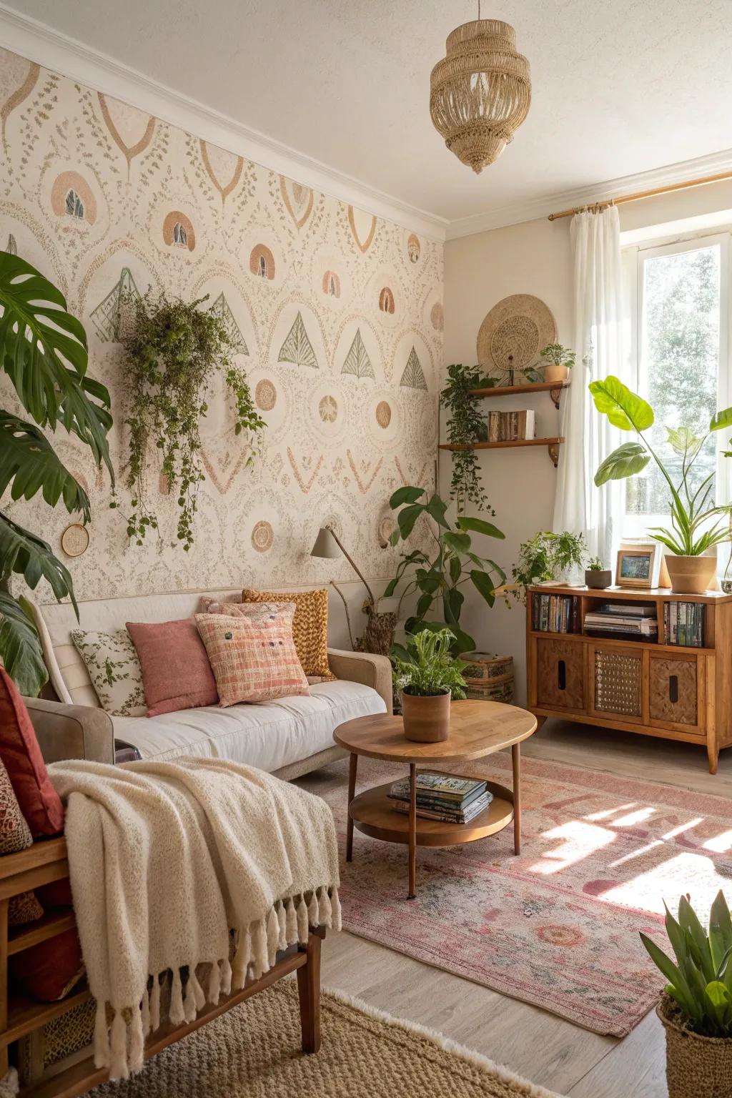Seize the spirit of bohemian appeal with these comforting wallpapers.