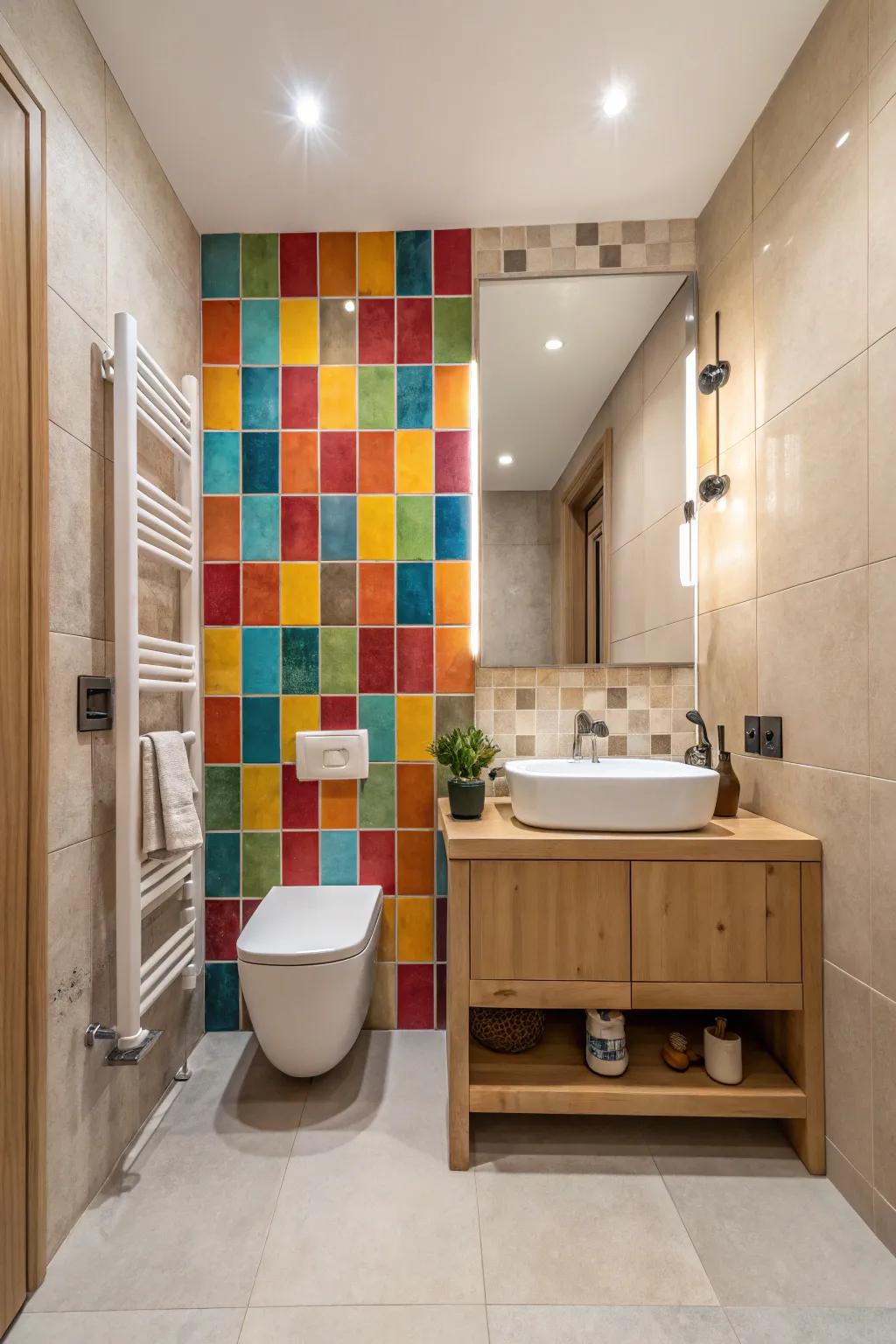 A focal point wall can turn your bathroom into an artistic escape.