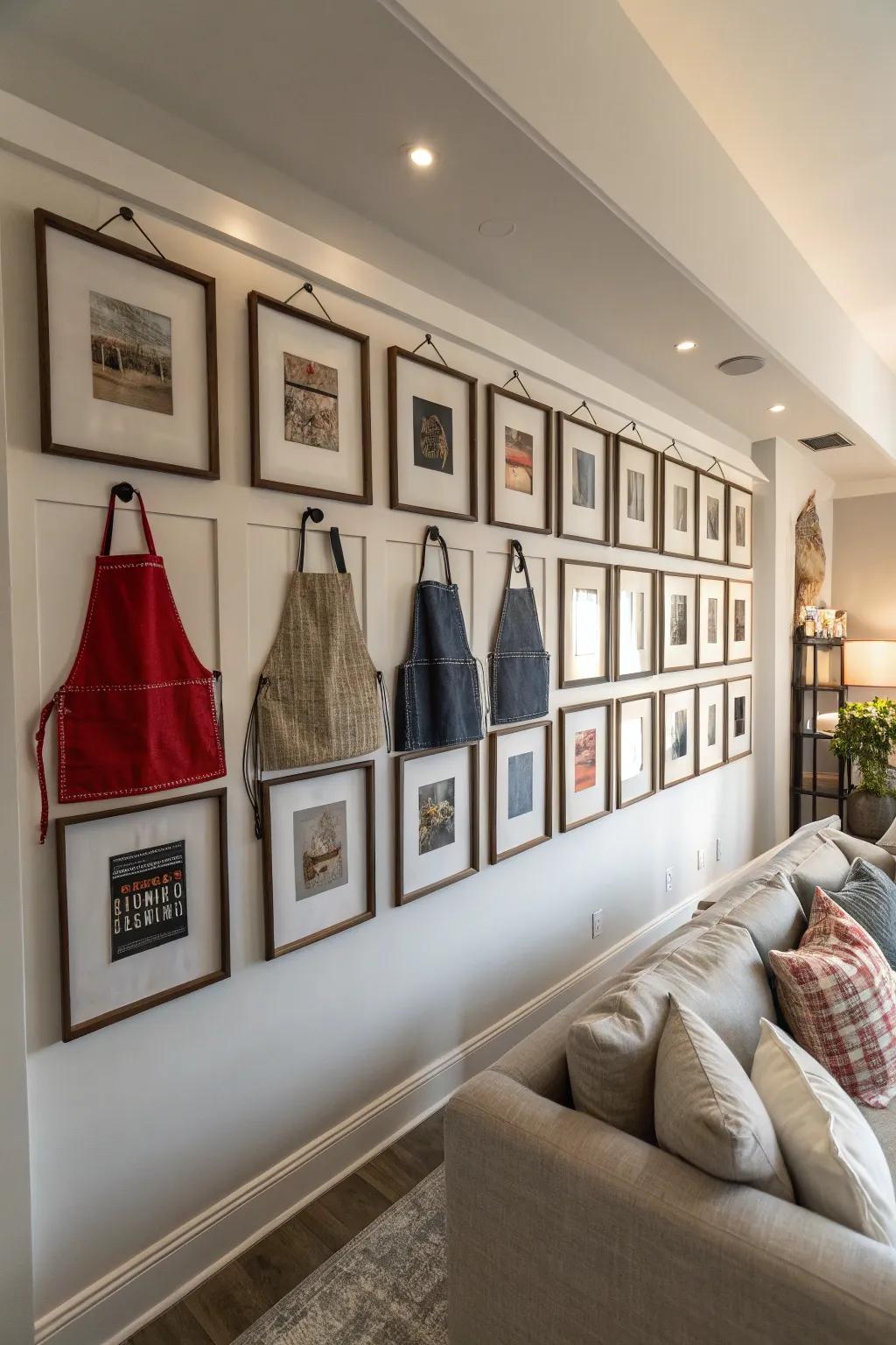 Frame your aprons as art for a distinctive display.