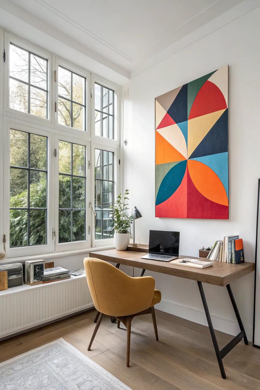 Geometric patterns add vibrancy and energy to your art collection