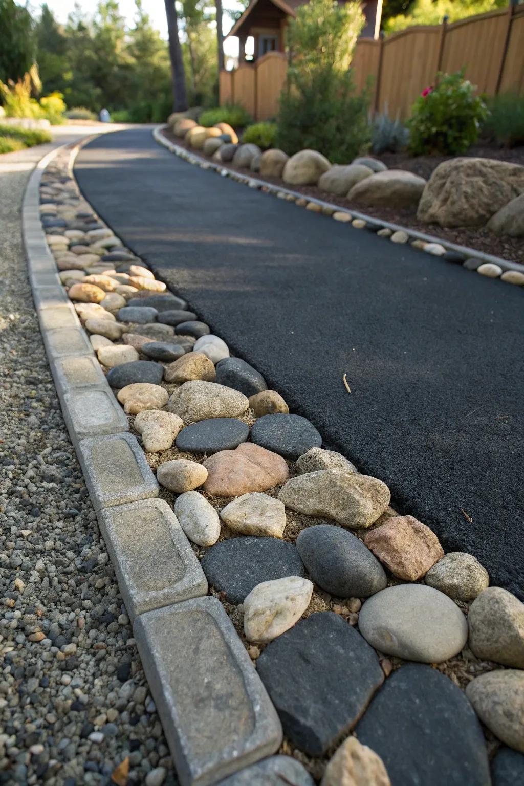 Amplify your walkway with the artistry of ornamental stone borders.