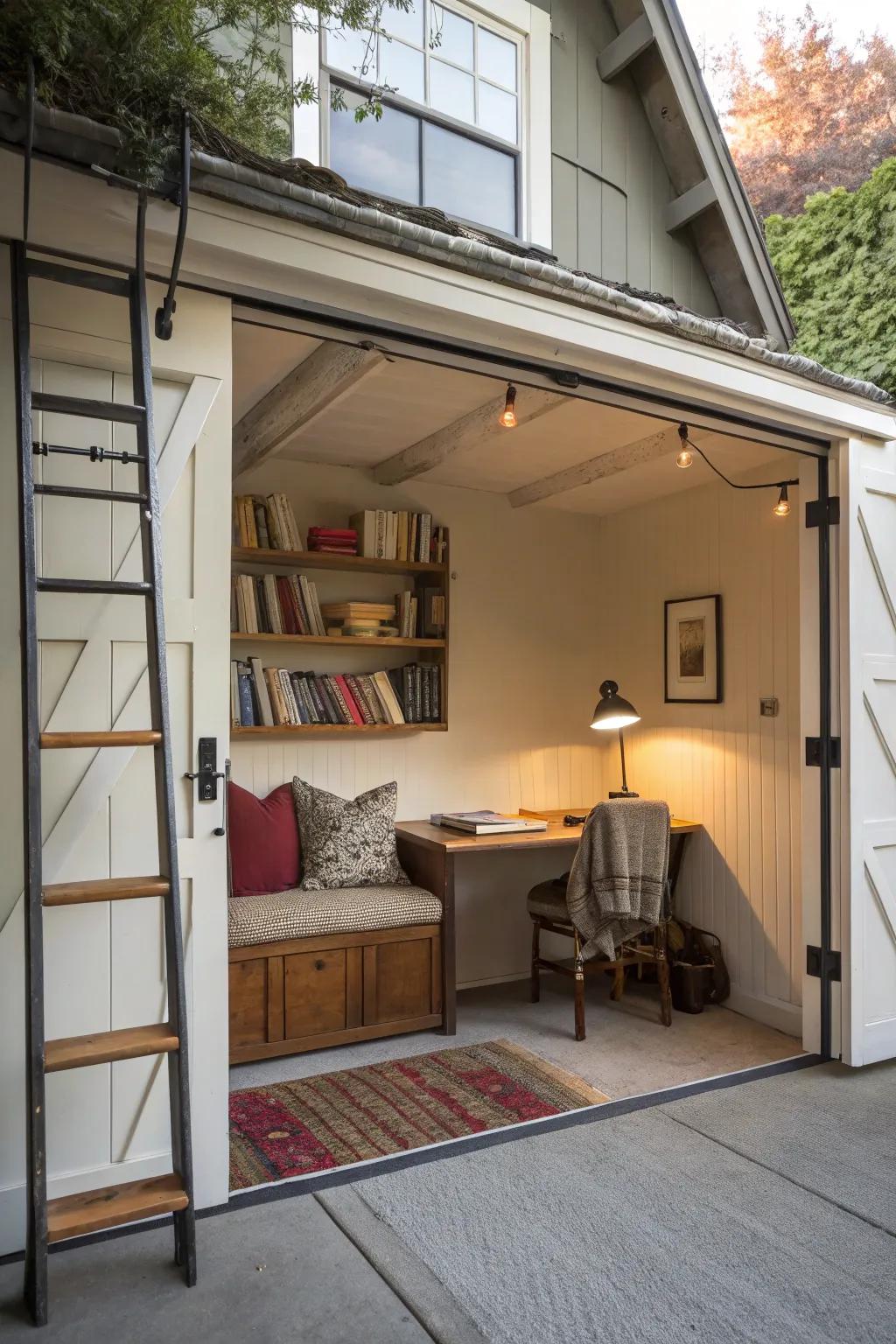 A loft space above the garage offering a serene retreat.