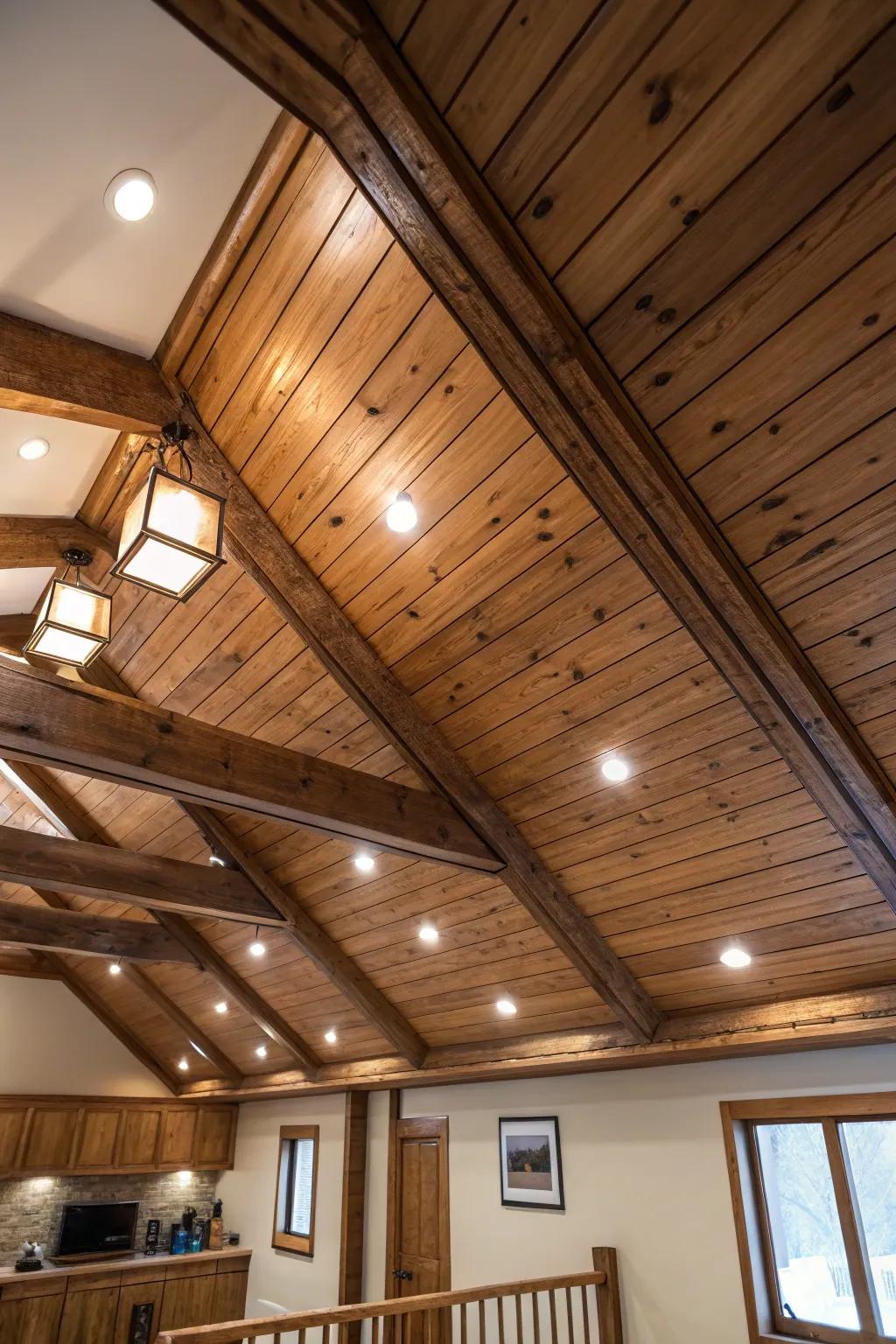 Elevate your attic's ambiance with stylish ceiling lighting.