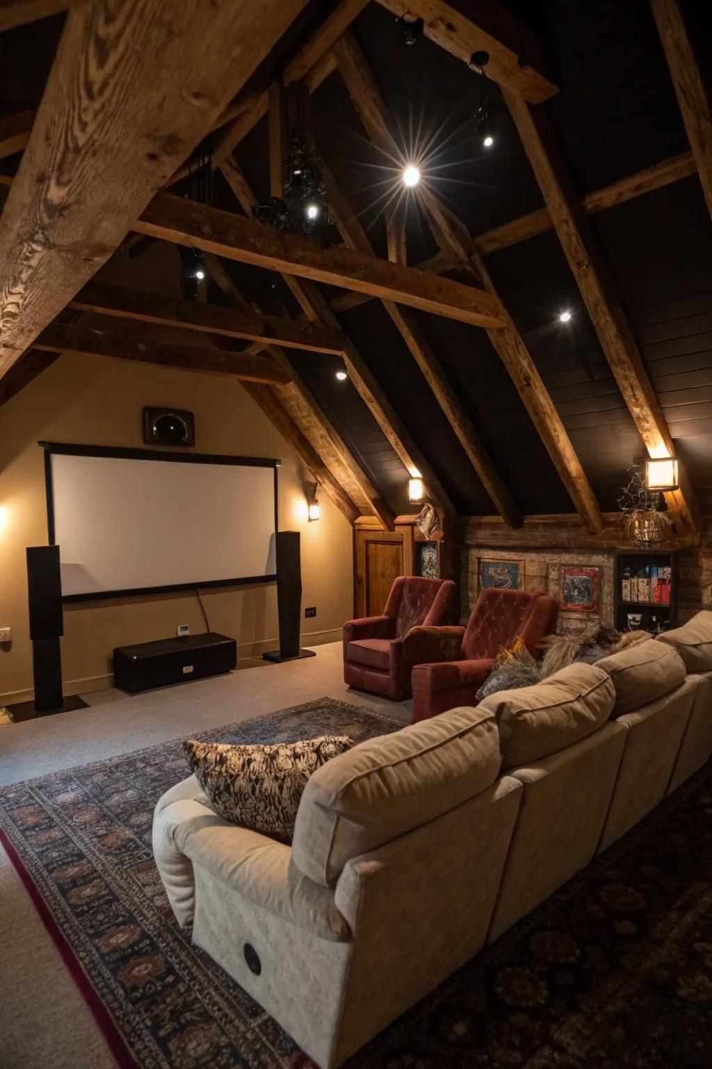Relish film evenings within your custom attic mini-theater.