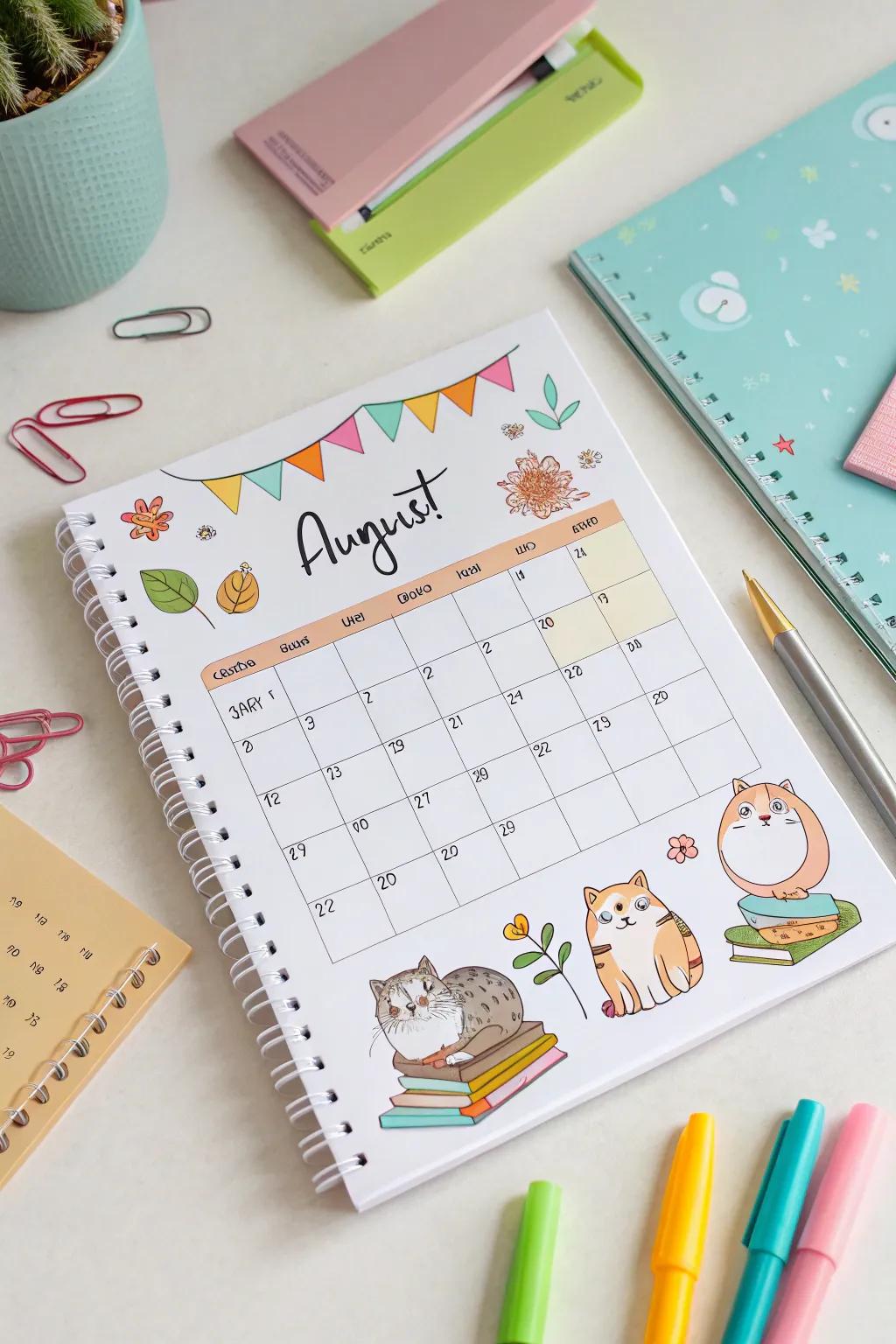 Lend charm to your calendar with lovable critter drawings.