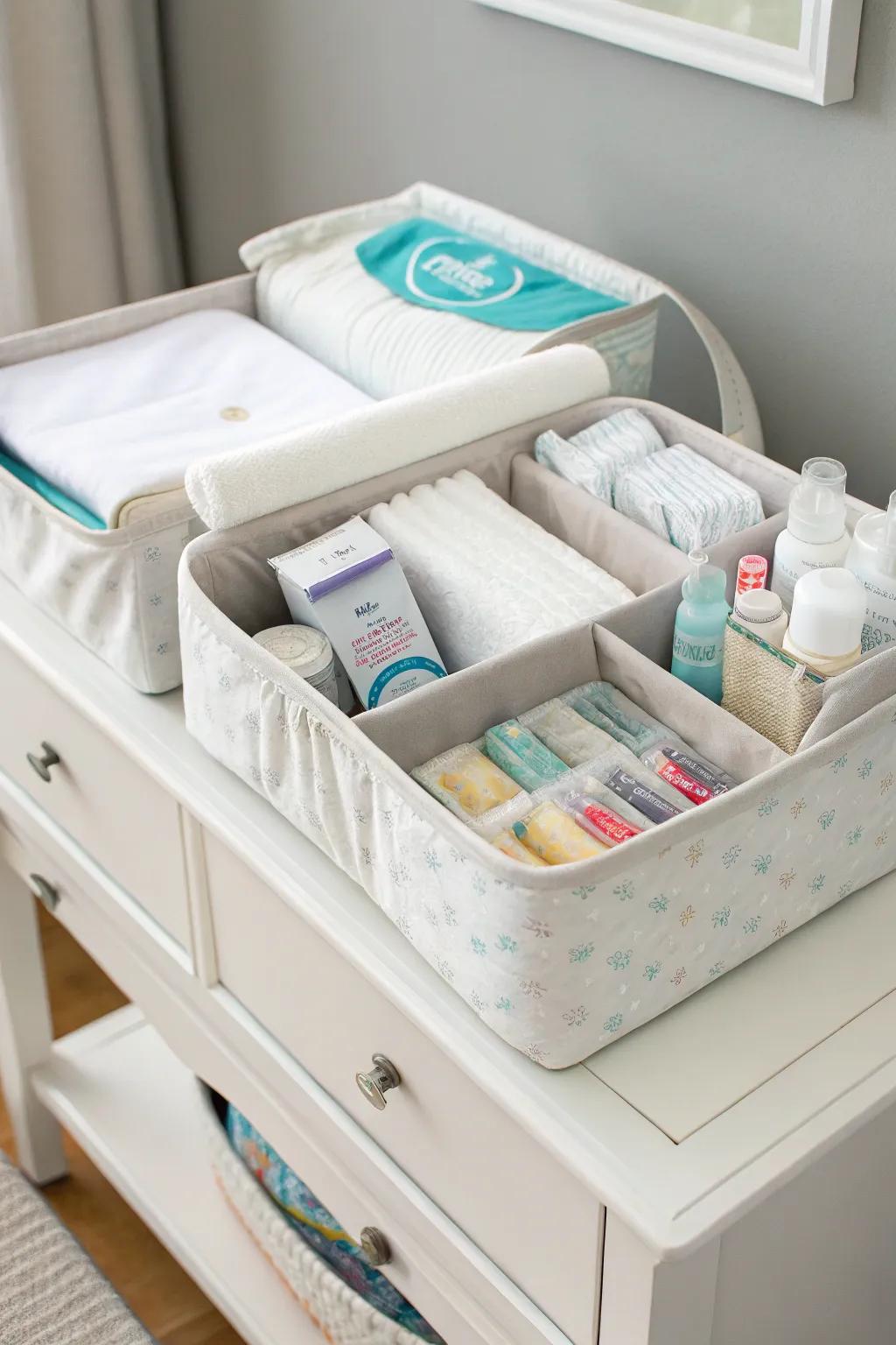 A handy and tidy nappy box arrangement.