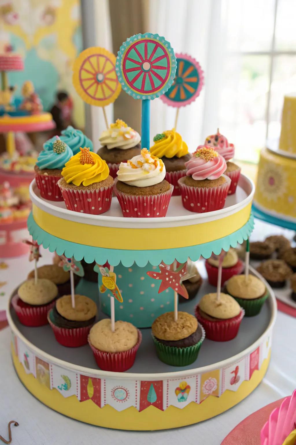 A vibrant treat roundabout boasting delightful themed decorations.