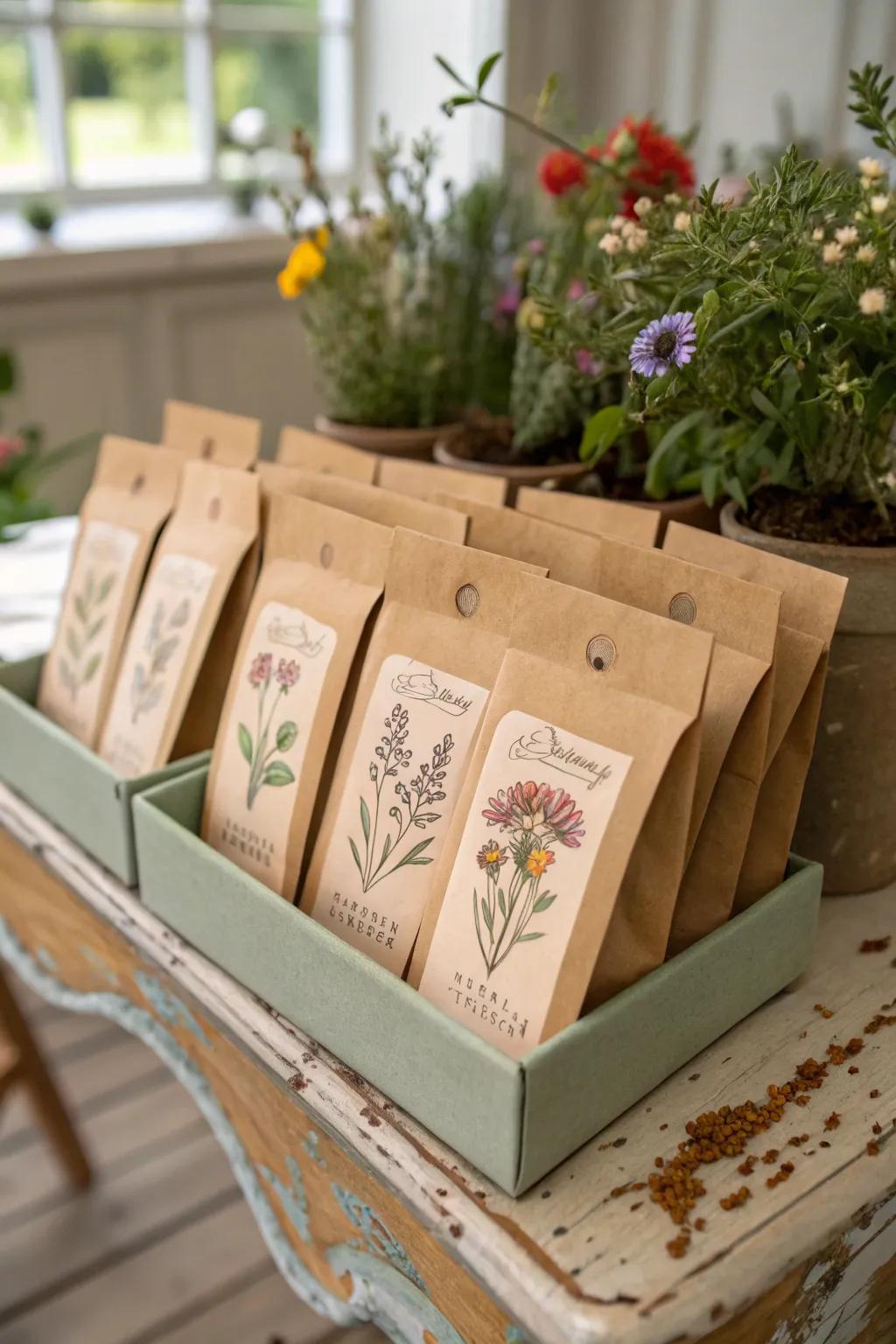 Tailored seed wraps deliver a considerate and environmentally conscious gift.