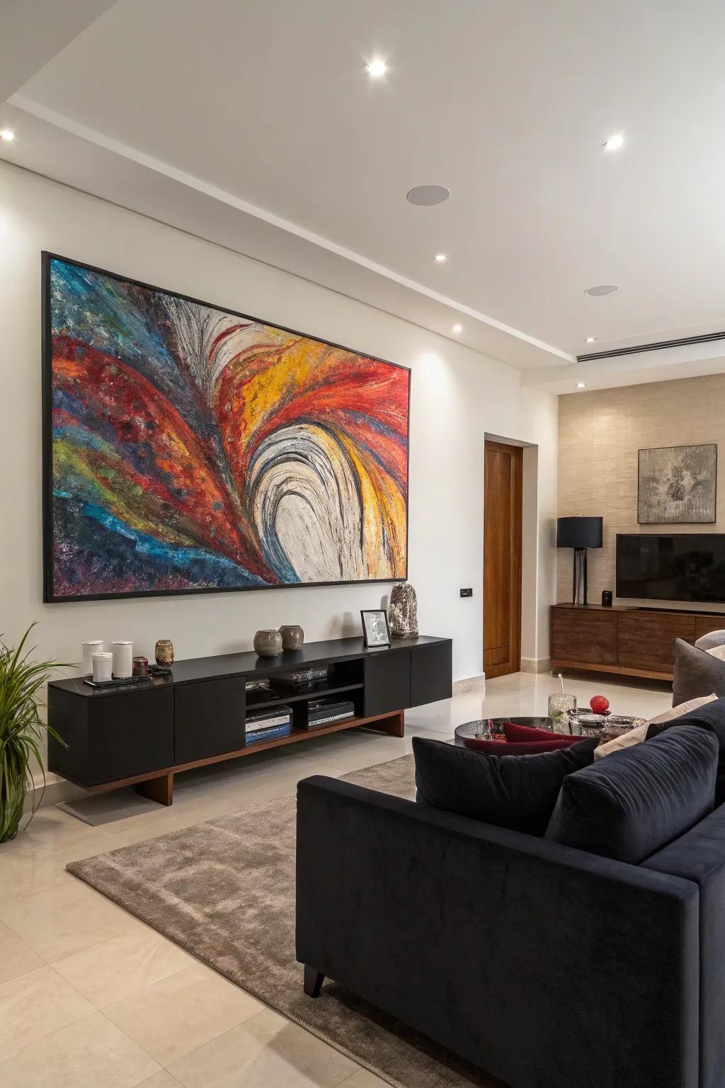 A strong focal piece redefines this minimalistic setting.