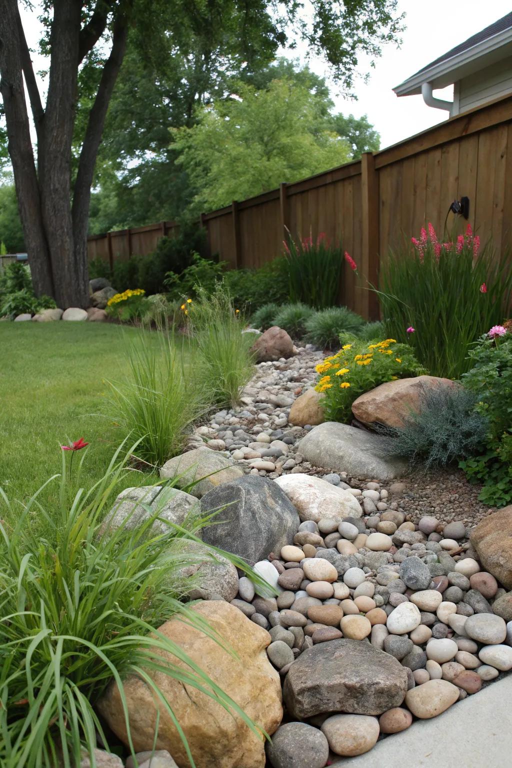 A captivating rock feature that serves as a practical water solution.