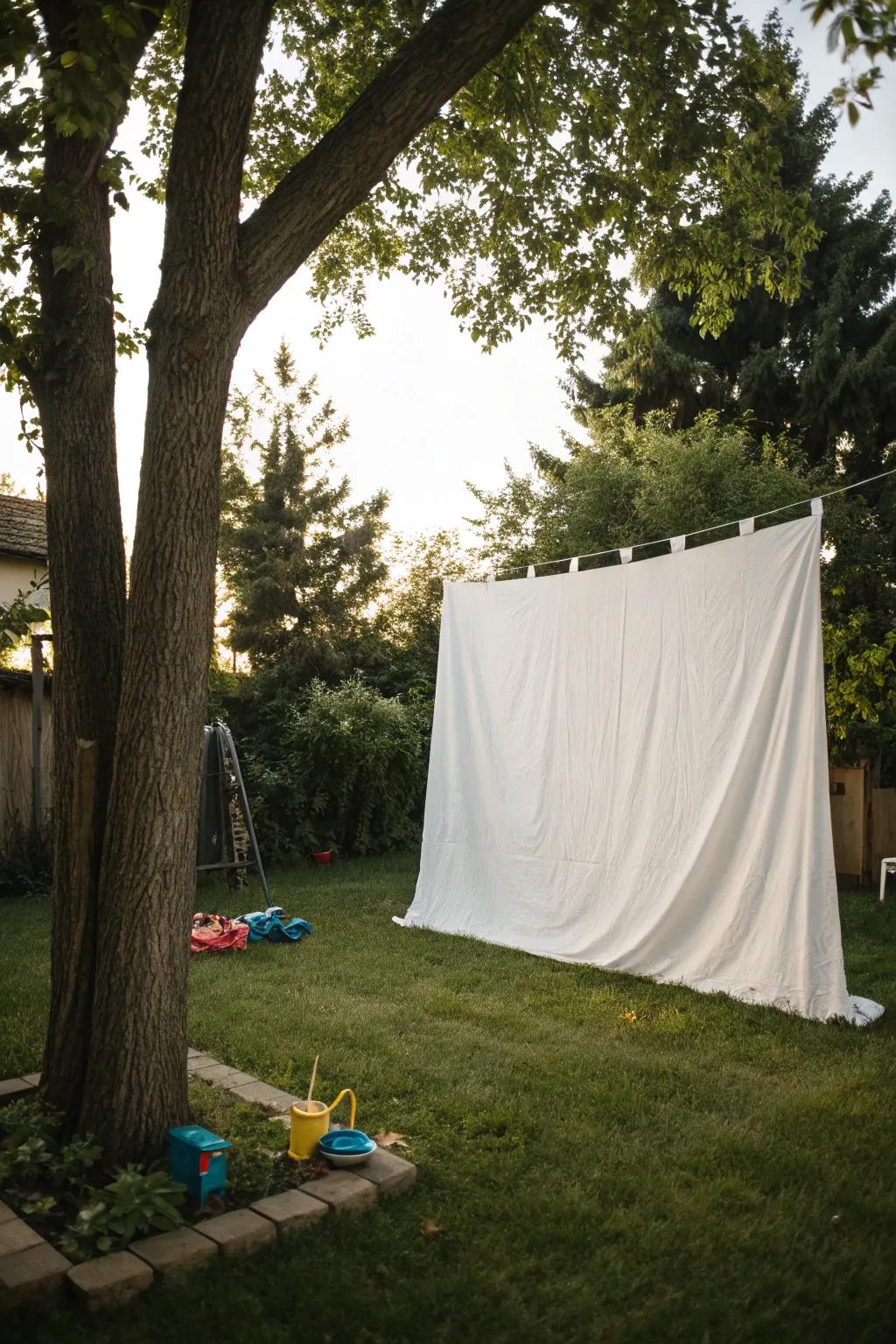 Design a budget-friendly screen using a straightforward white fabric.