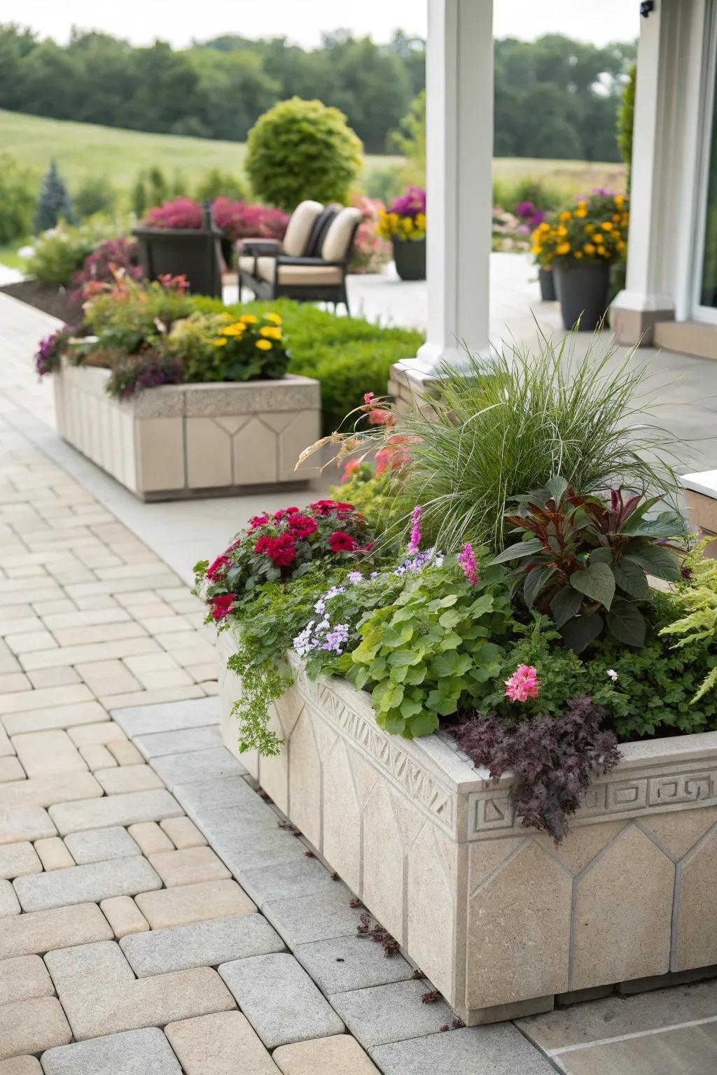 Infuse greenery into your patio for a lively and natural vibe.