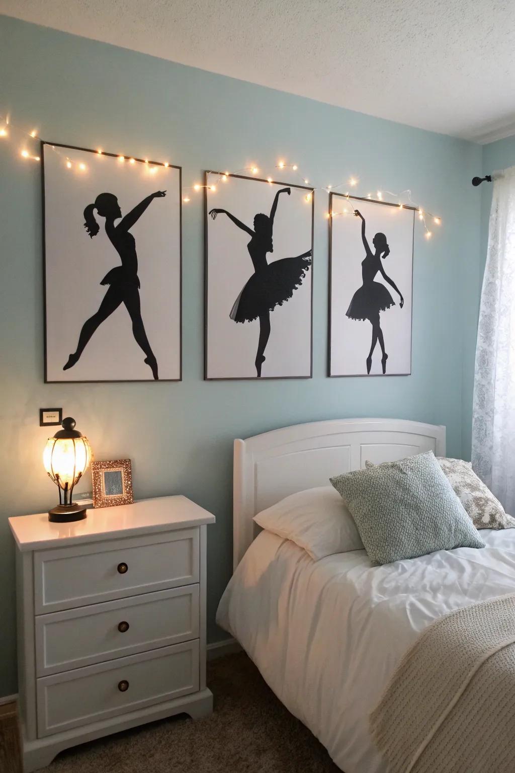 Ballerina artwork infuses refinement and motivation into the design.