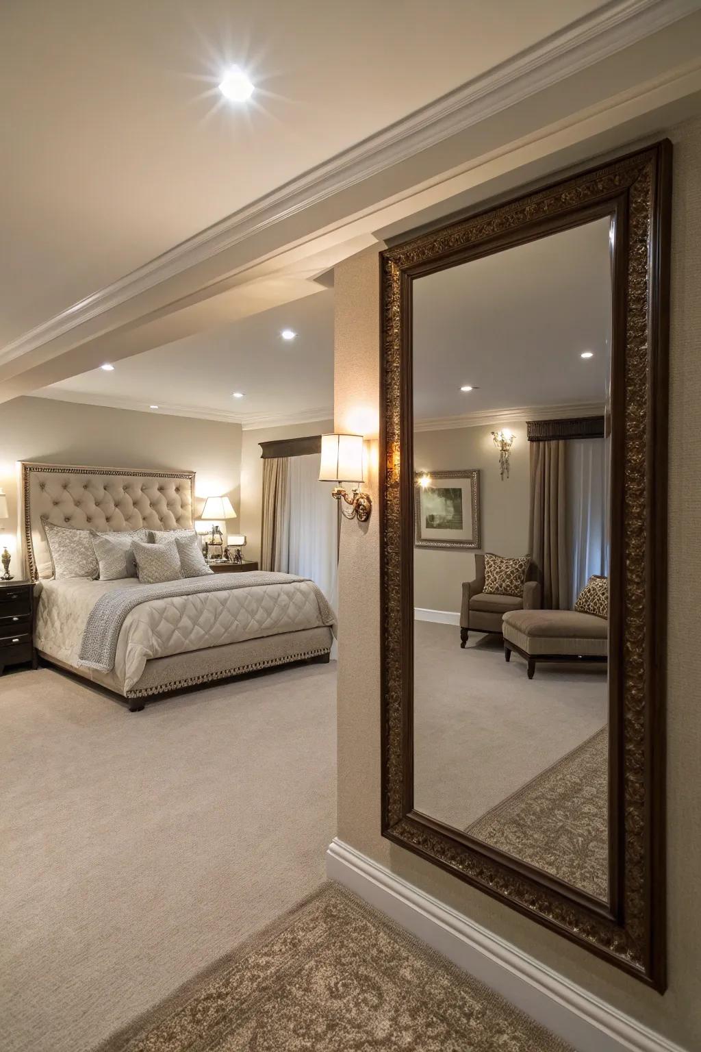 Mirrors can significantly enhance the impression of both space and light in rooms without windows.
