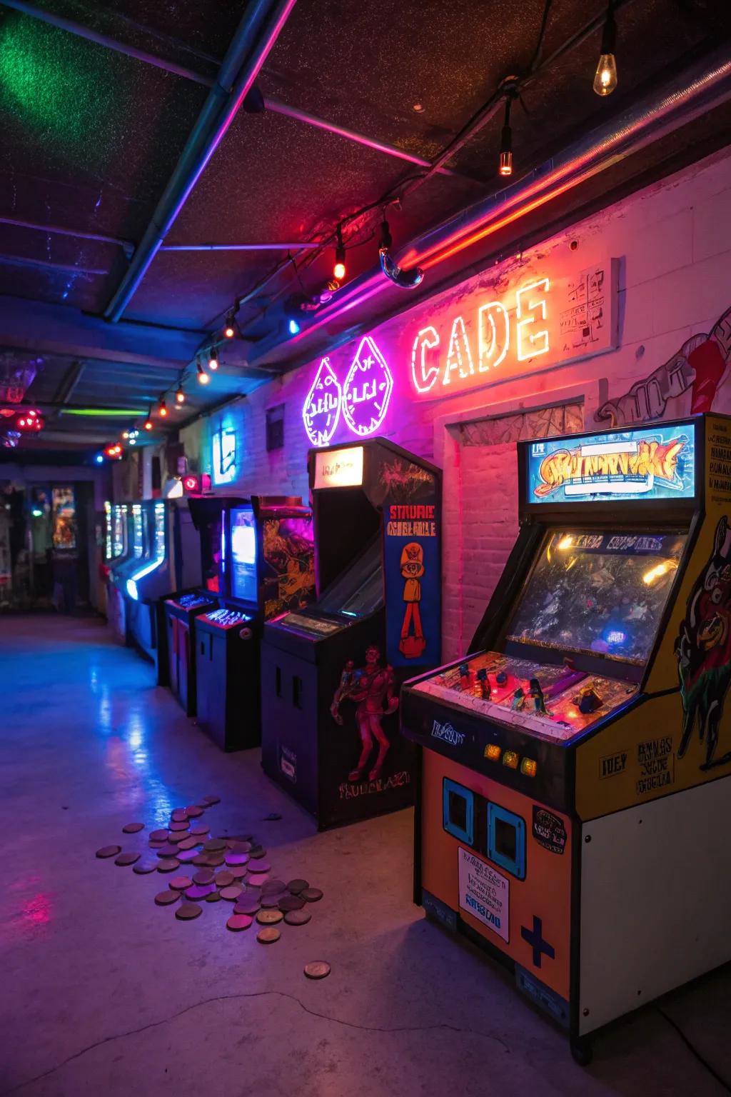 Relive the past with a retro-themed arcade game center.