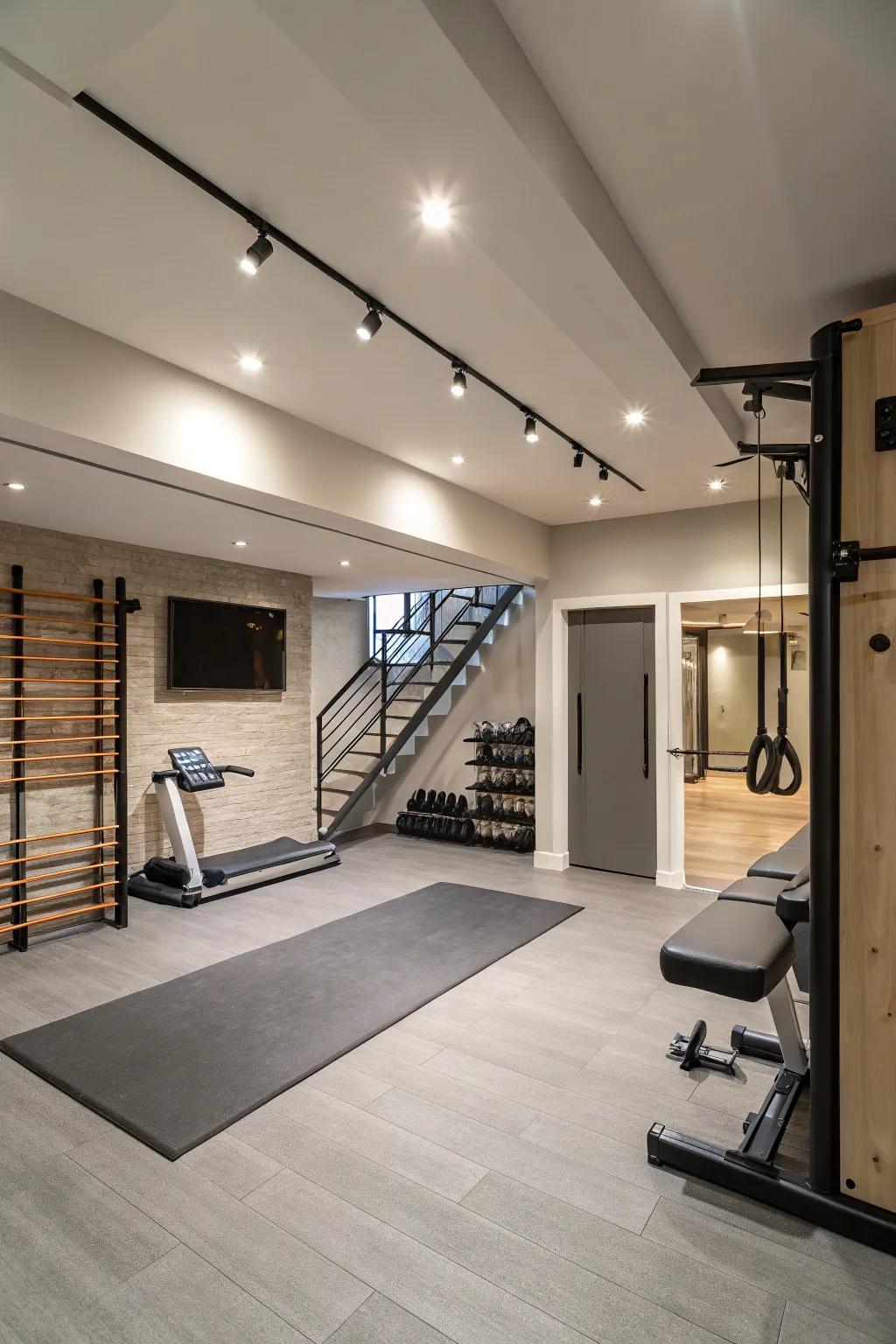 Contemporary designs can upgrade the atmosphere of your gym space.