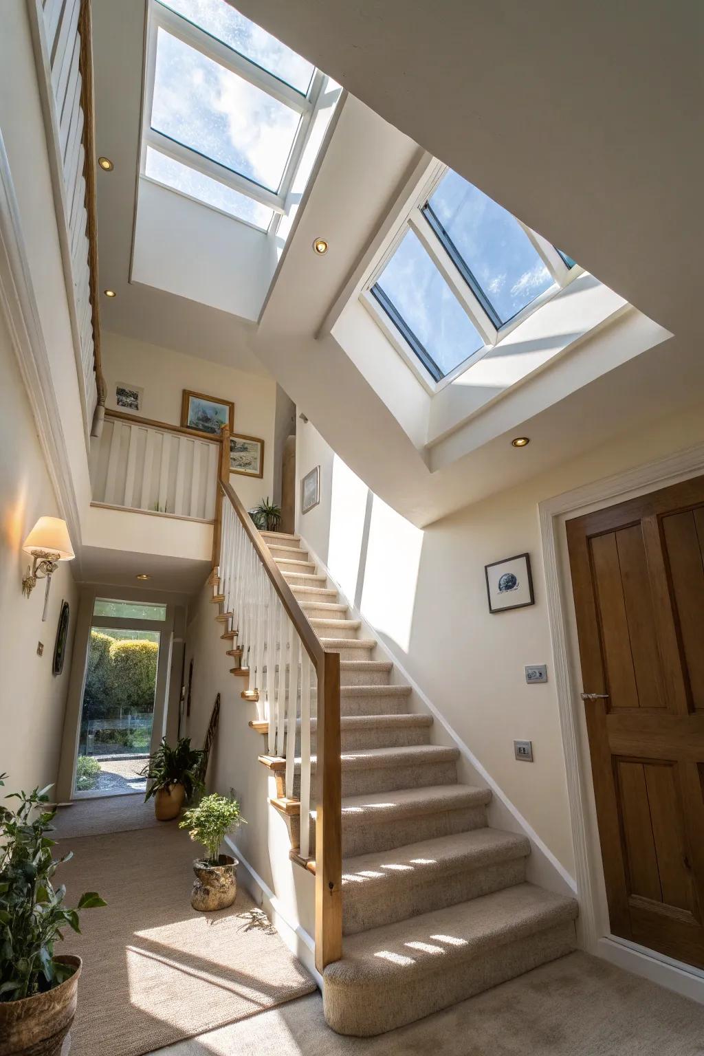 Windows enrich the stairwell, producing a spacious impression.