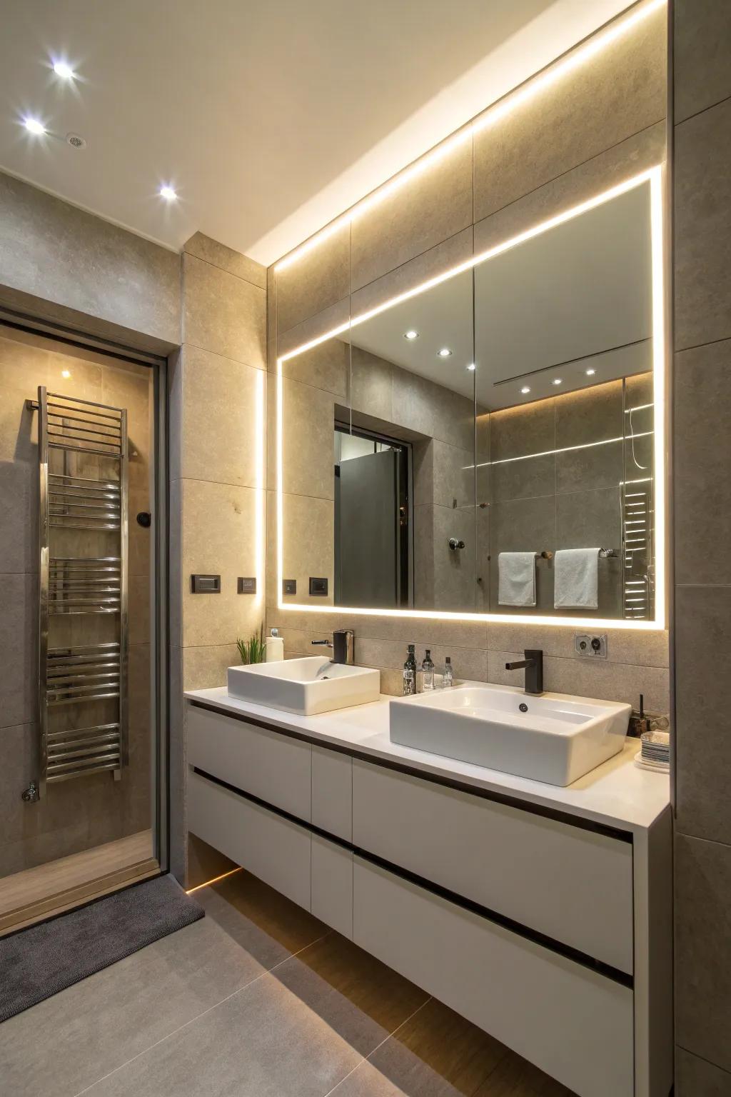 Light-emitting diode strips provide a modern, shadow-free lighting solution.