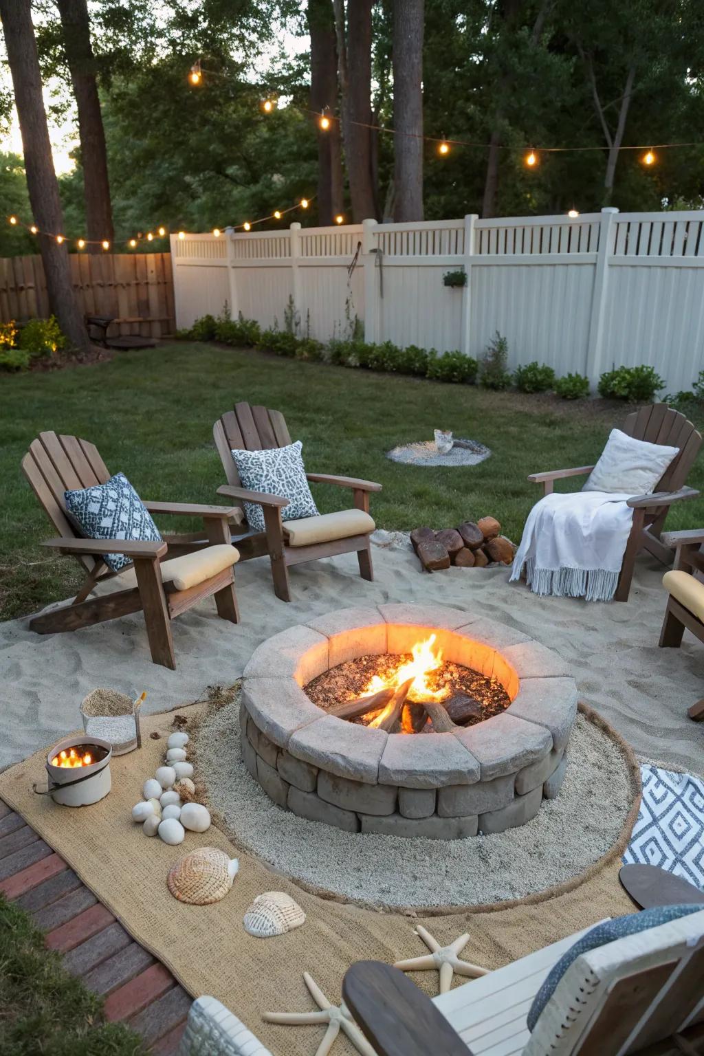 Chill out around a cozy flame pit to get some beach bonfire feels.