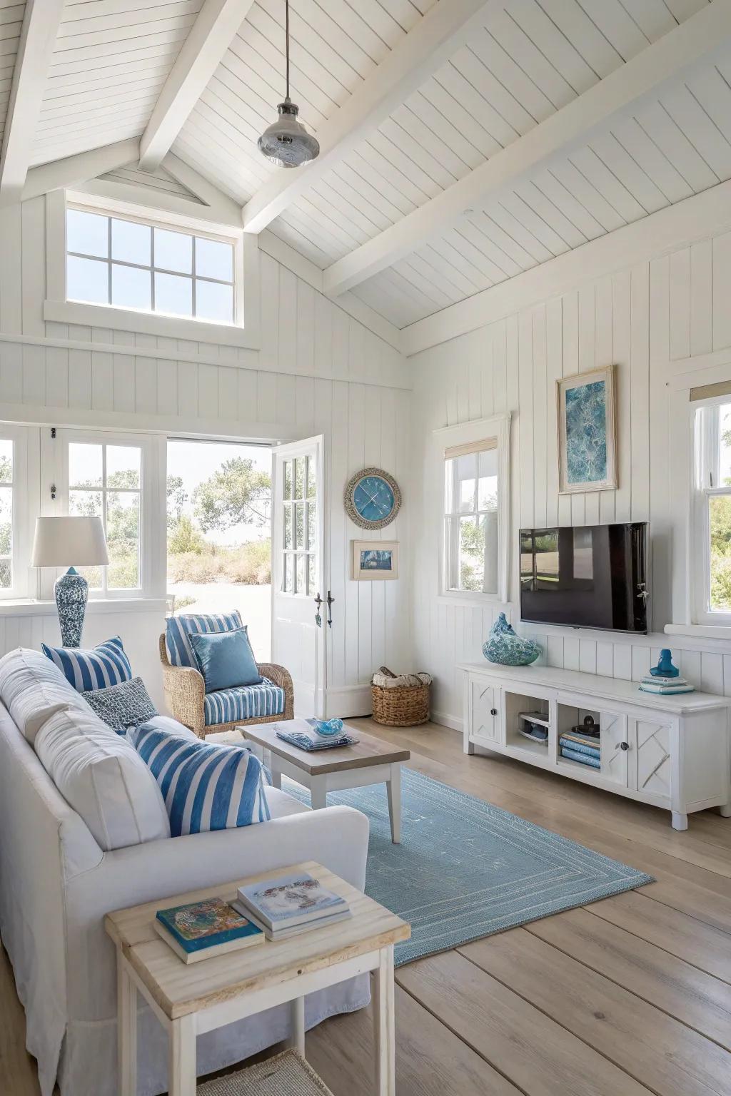 A coastal color scheme that infuses the tranquility of the beach within your walls.
