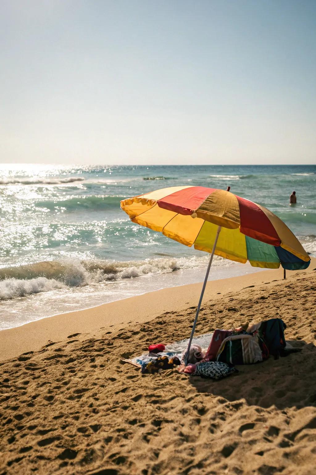 Traditional beach parasols deliver straightforward, reliable shade.