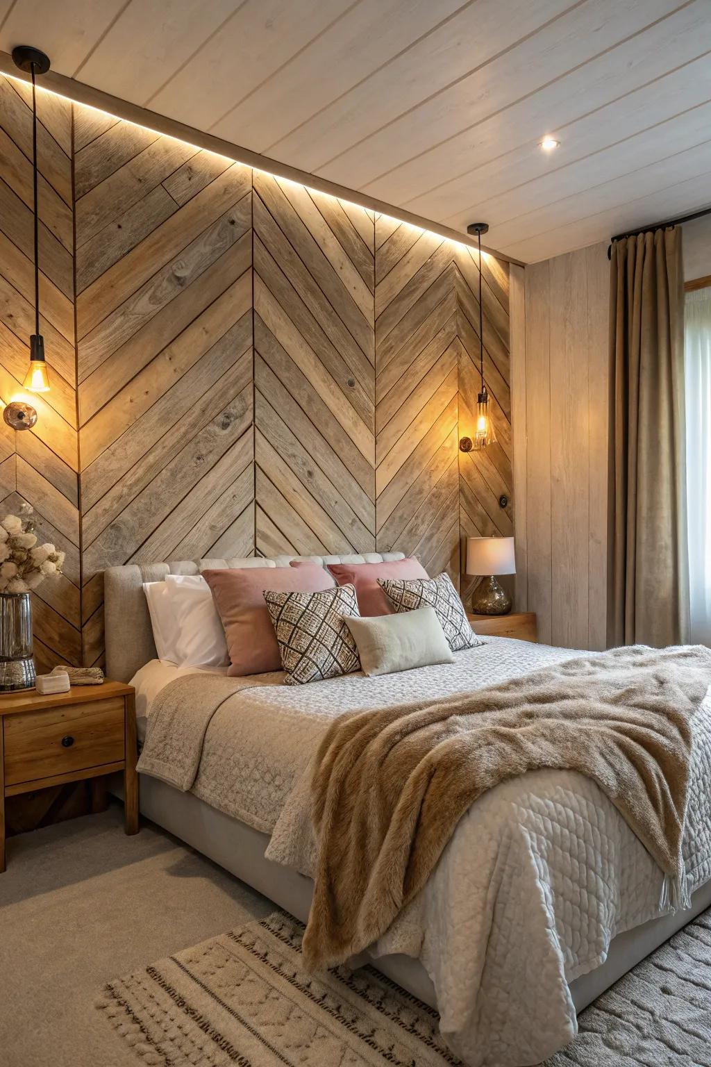 Sculpted wood elements introduce warmth and sophistication.