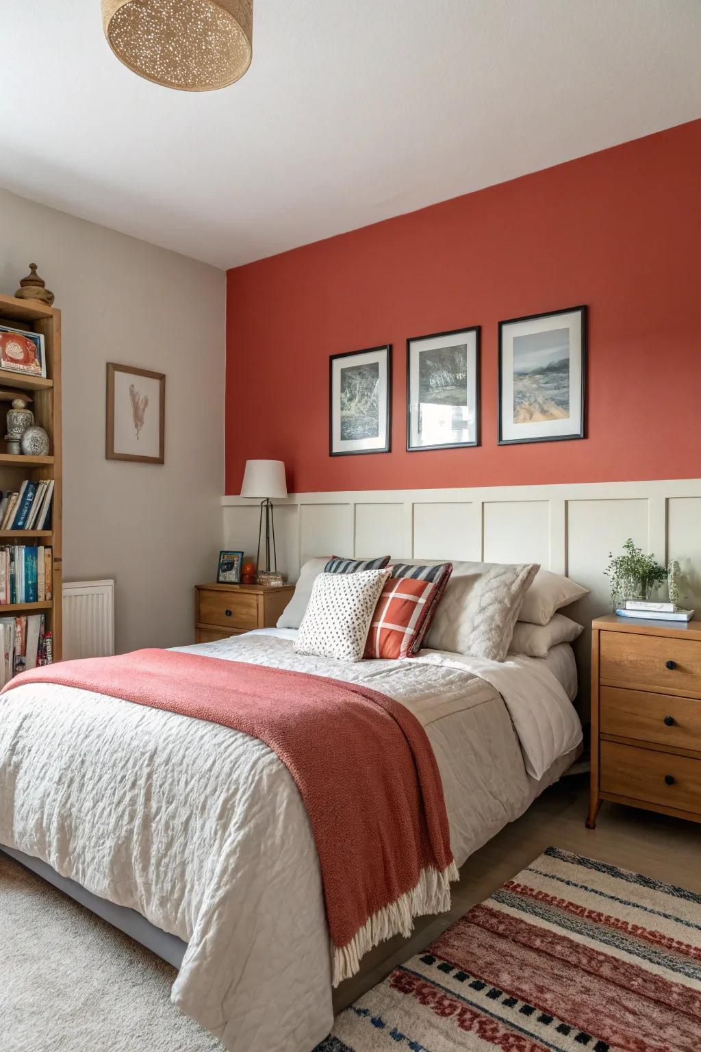 An accent wall provides character and charm to your bedroom.