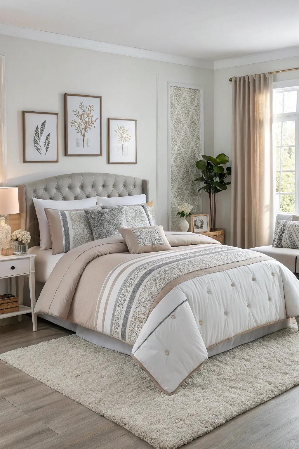 Elevate your bedroom's look with a stylish bedding outfit.