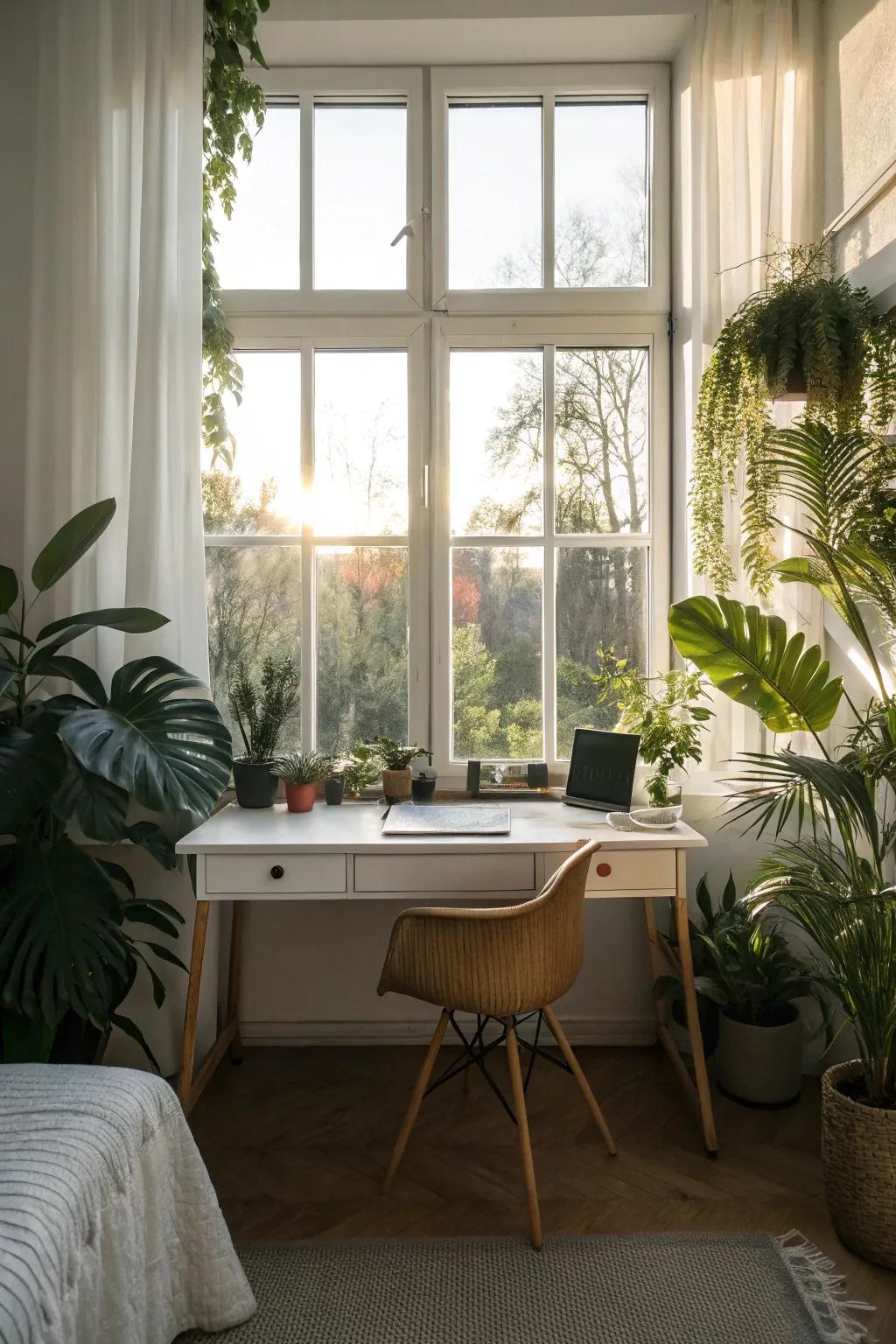 Use natural light to create a refreshing workspace.
