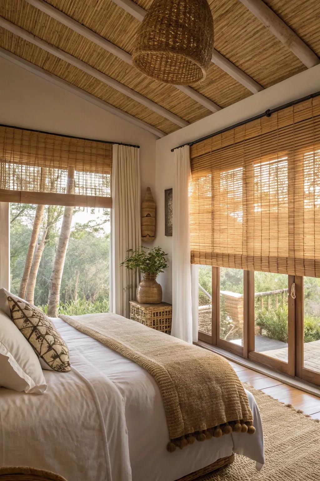 Cane coverings introduce a hint of the outdoors inside.