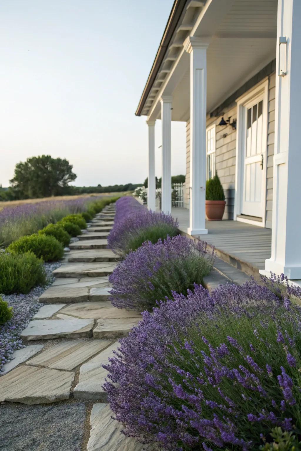 Lavender's captivating fragrance creates a tranquil and welcoming vibe.